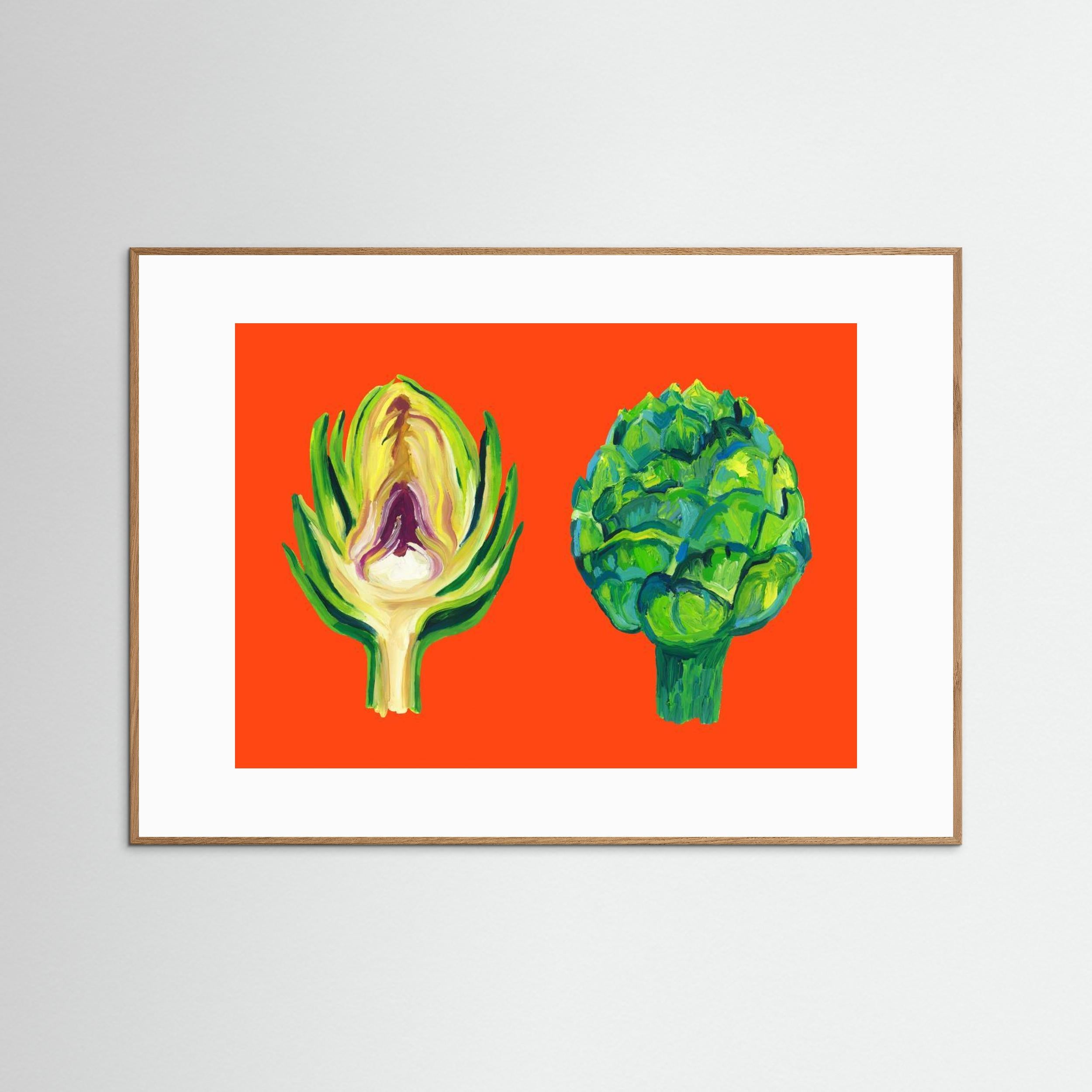 Artichokes On Orange by Alice Straker