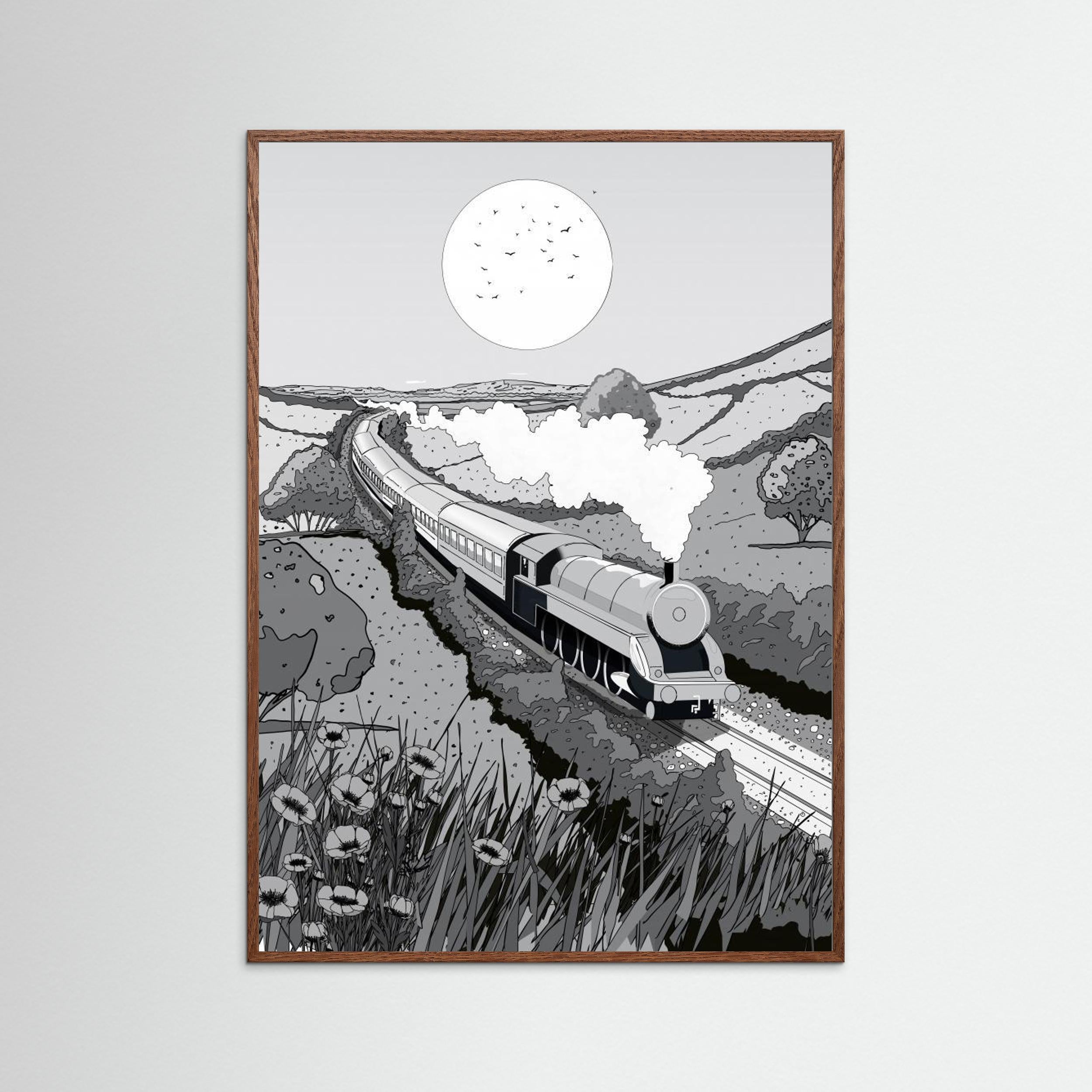 Train Black and White by Nicholas