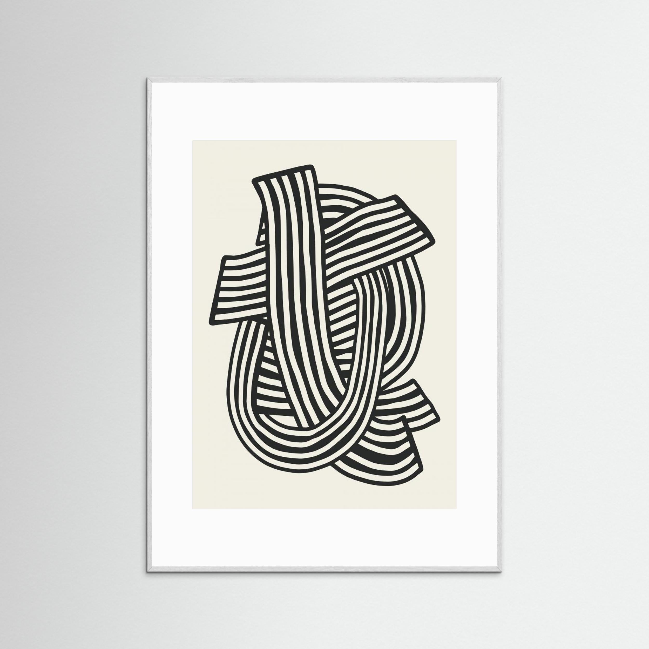 Striped Abstract In Black by Little Dean