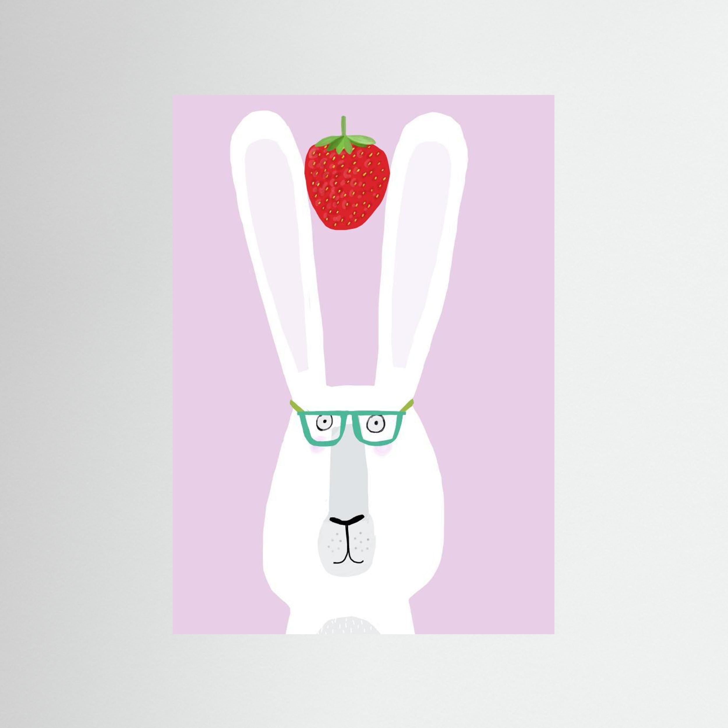 Funny Rabbit with Strawberry by Carla Daly
