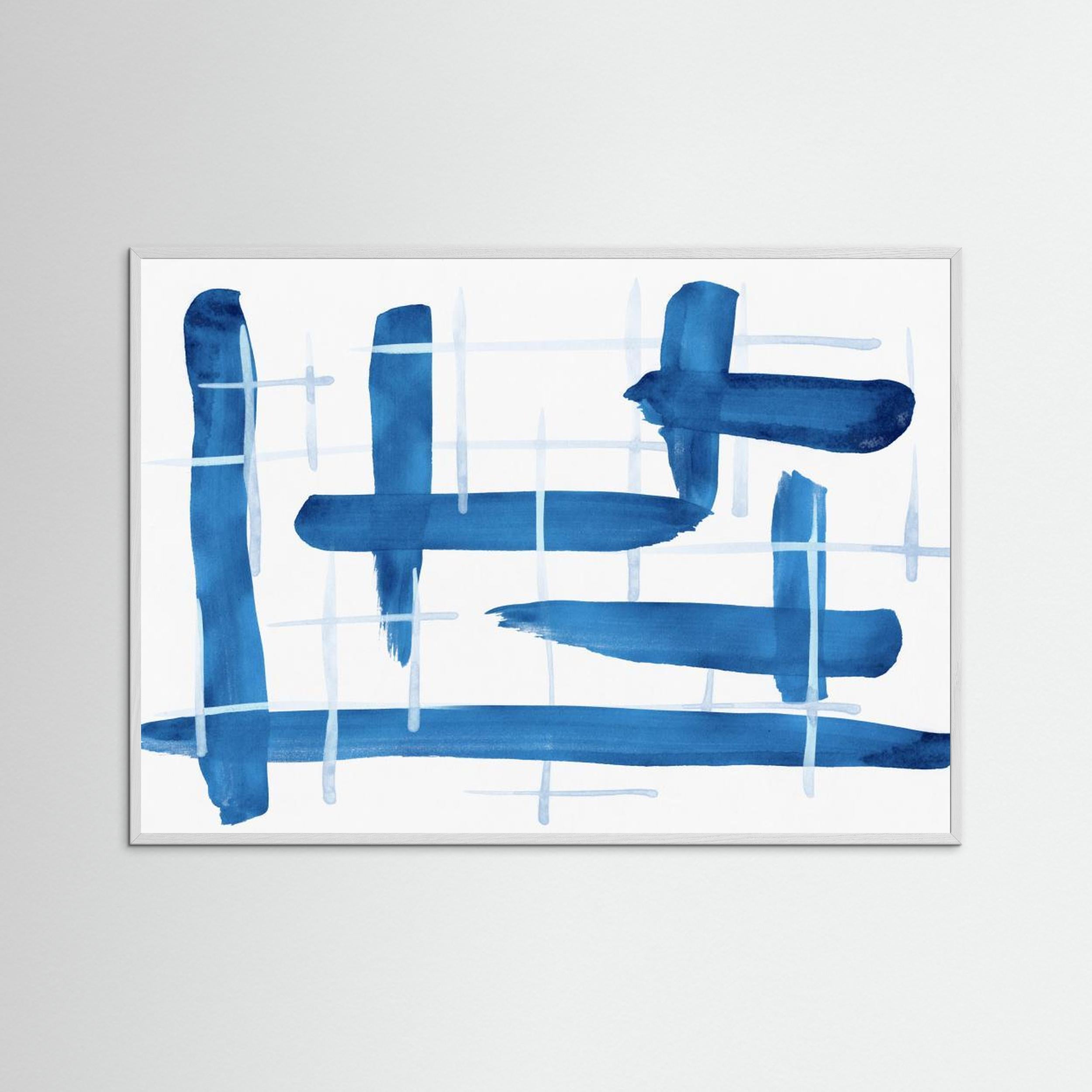 Abstract Lines Blue and White 04 by Amini54