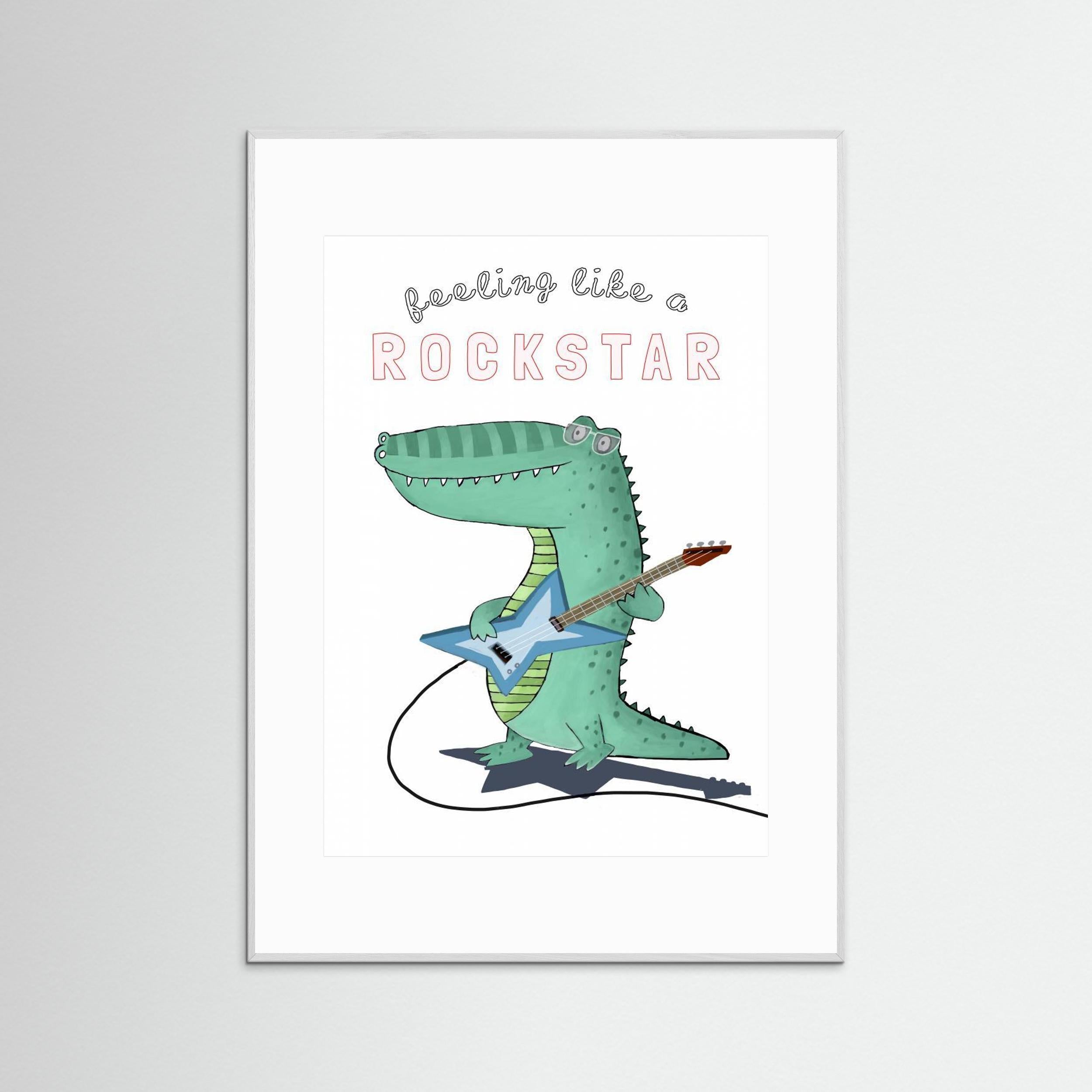 Feeling Like A Rockstar! Funny Crocodile Playing the Guitar by Carla Daly