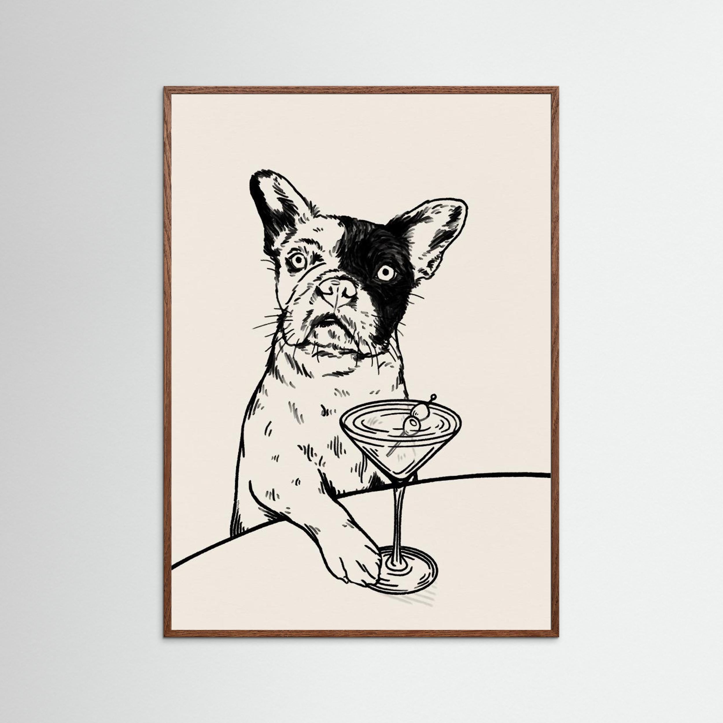 Frenchie with Dirty Martini Cocktail by Tara Royle