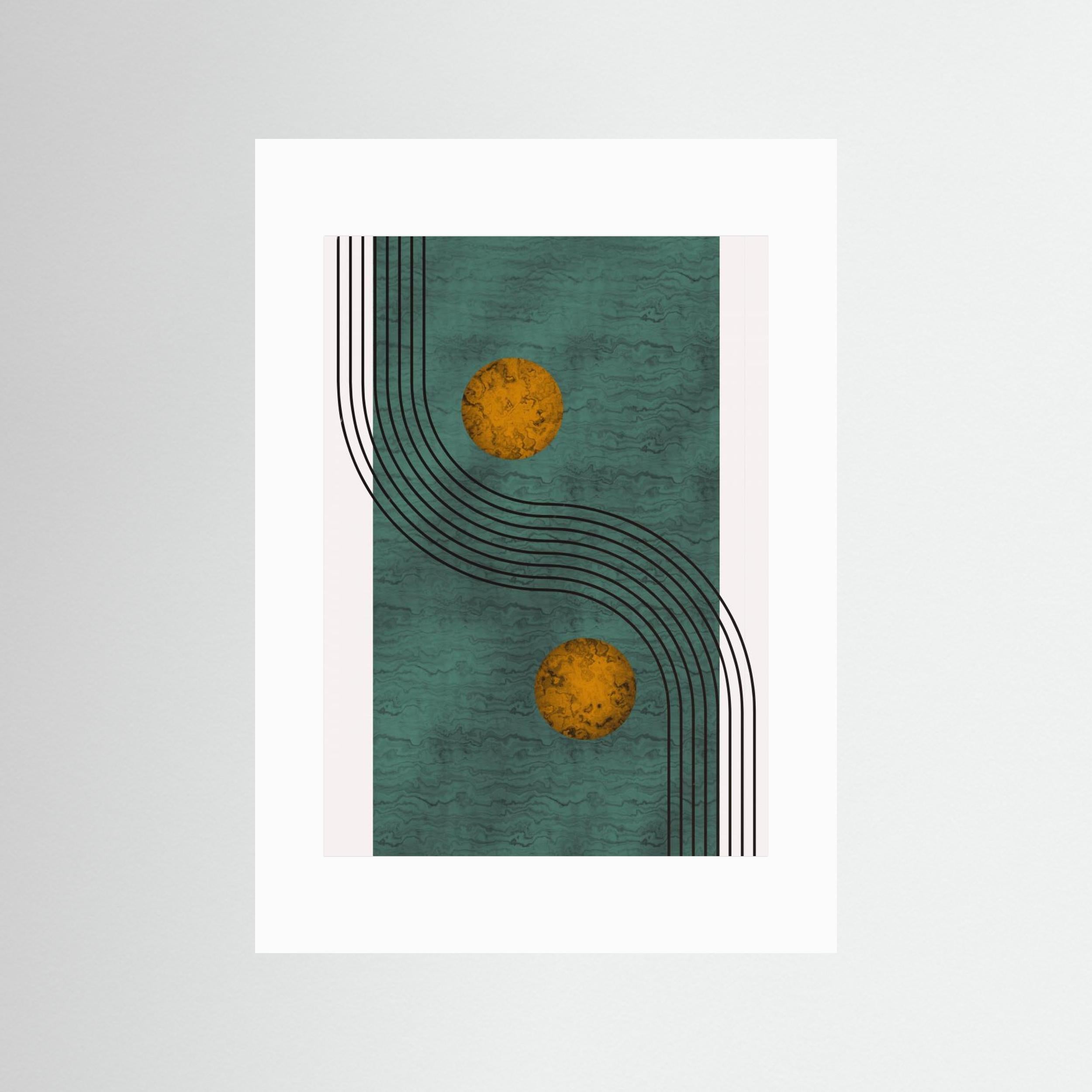 Aquamarine Marble With Golden Sphere by Little Dean