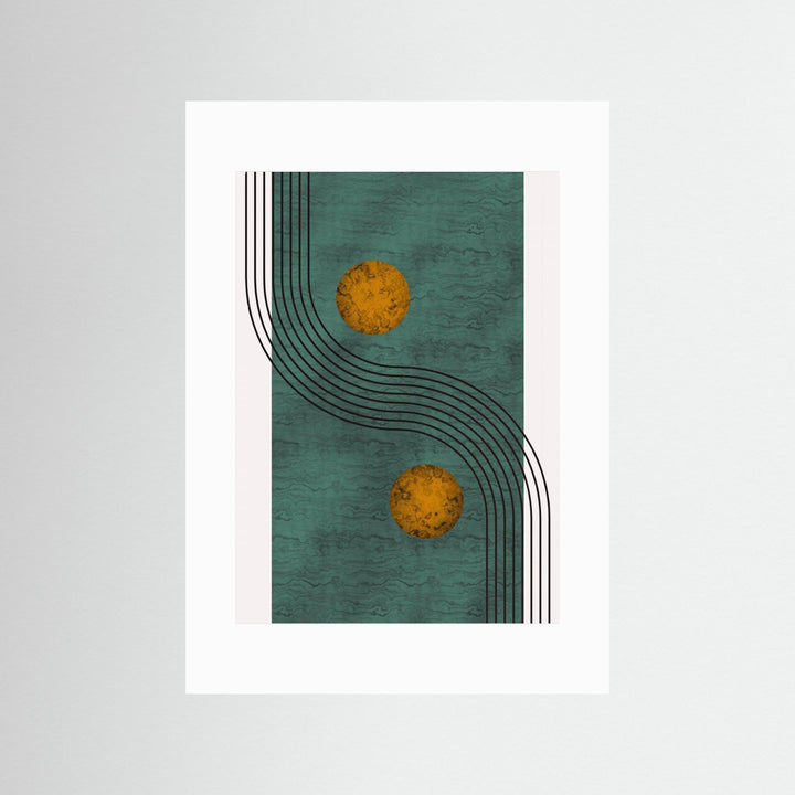 Aquamarine Marble With Golden Sphere by Little Dean