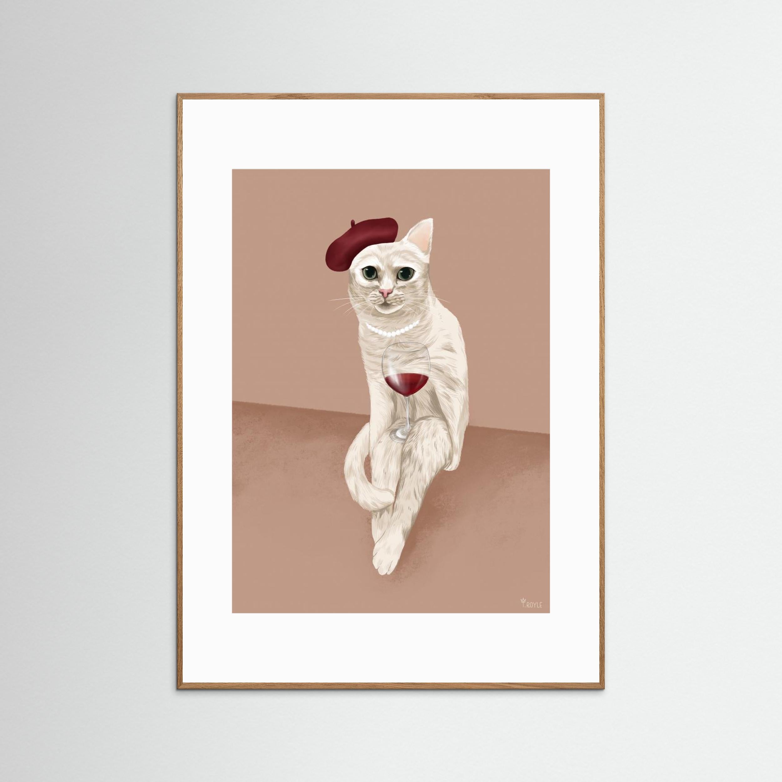 Classy Wine Cat by Tara Royle