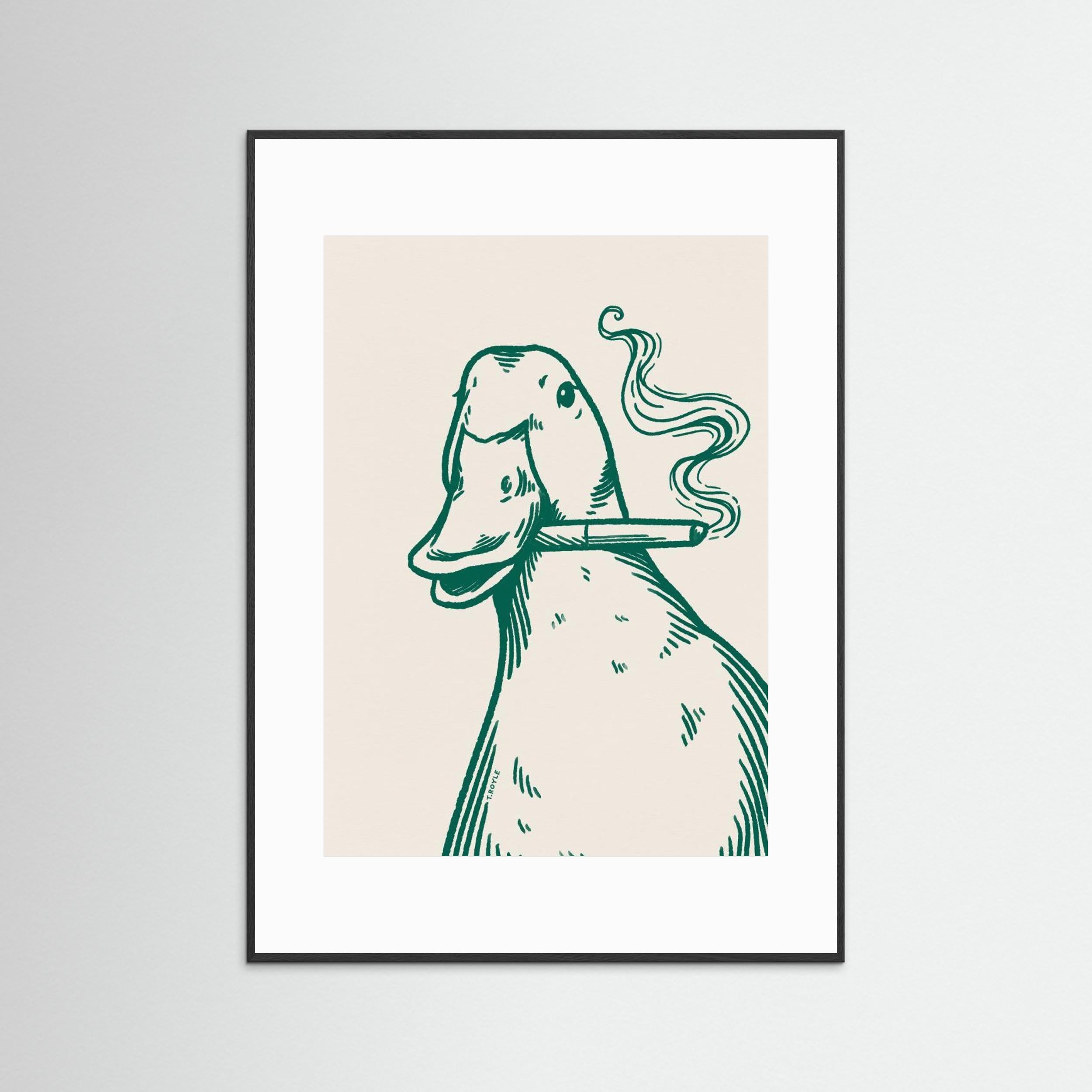 Smoking Duck in green by Tara Royle