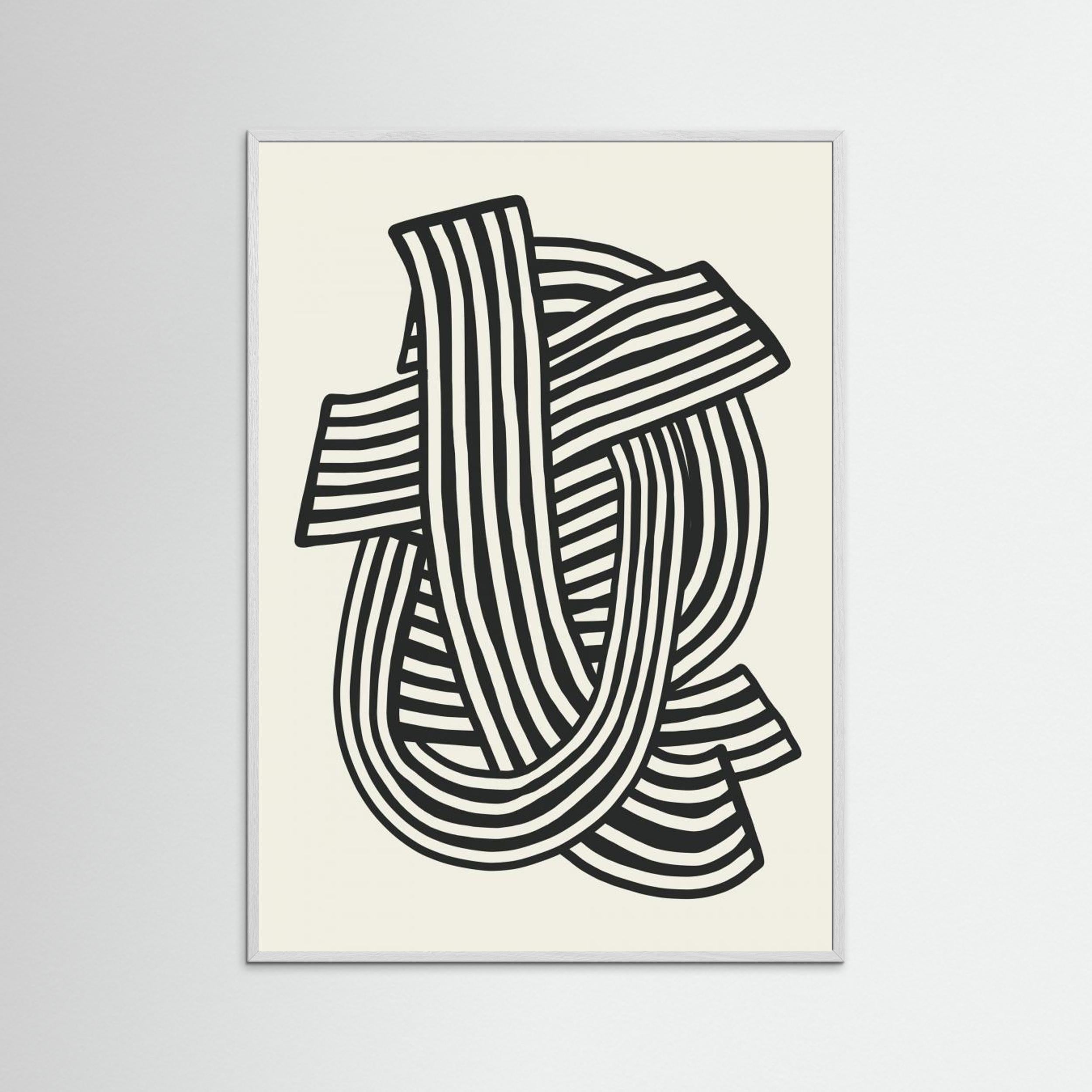 Striped Abstract In Black by Little Dean