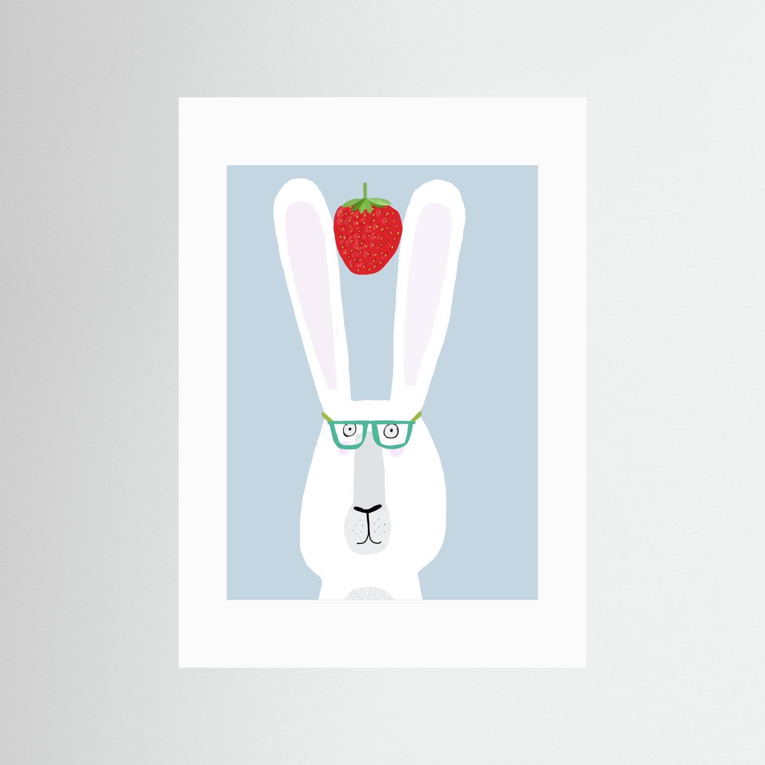 Funny Rabbit with Strawberry by Carla Daly
