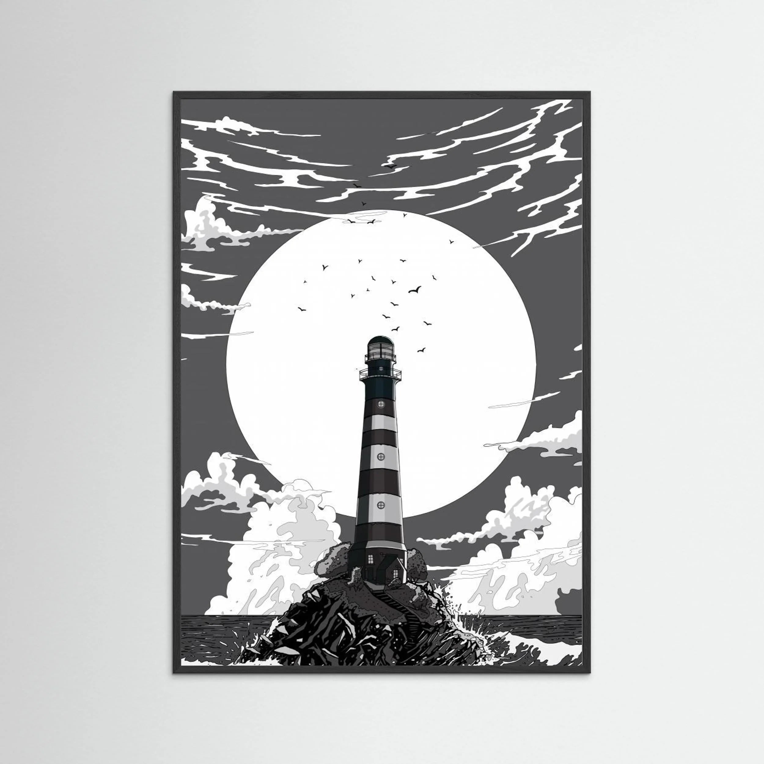 Lighthouse Black and White by Nicholas - Fine Art Paper Print - dreamtprint.art - 14 x 21 cm / 5 x 8″ (A5)