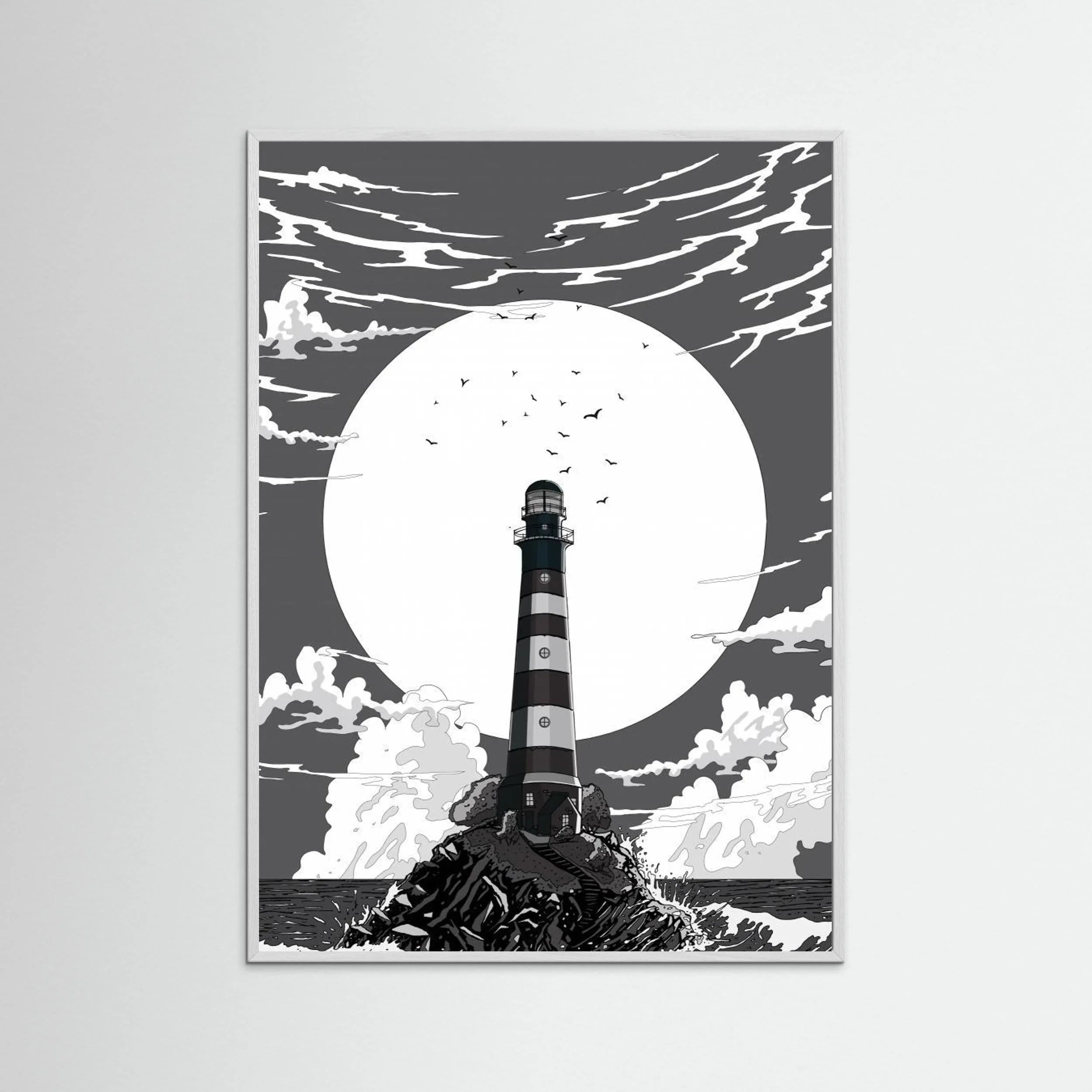 Lighthouse Black and White by Nicholas - Fine Art Paper Print - dreamtprint.art - 14 x 21 cm / 5 x 8″ (A5)