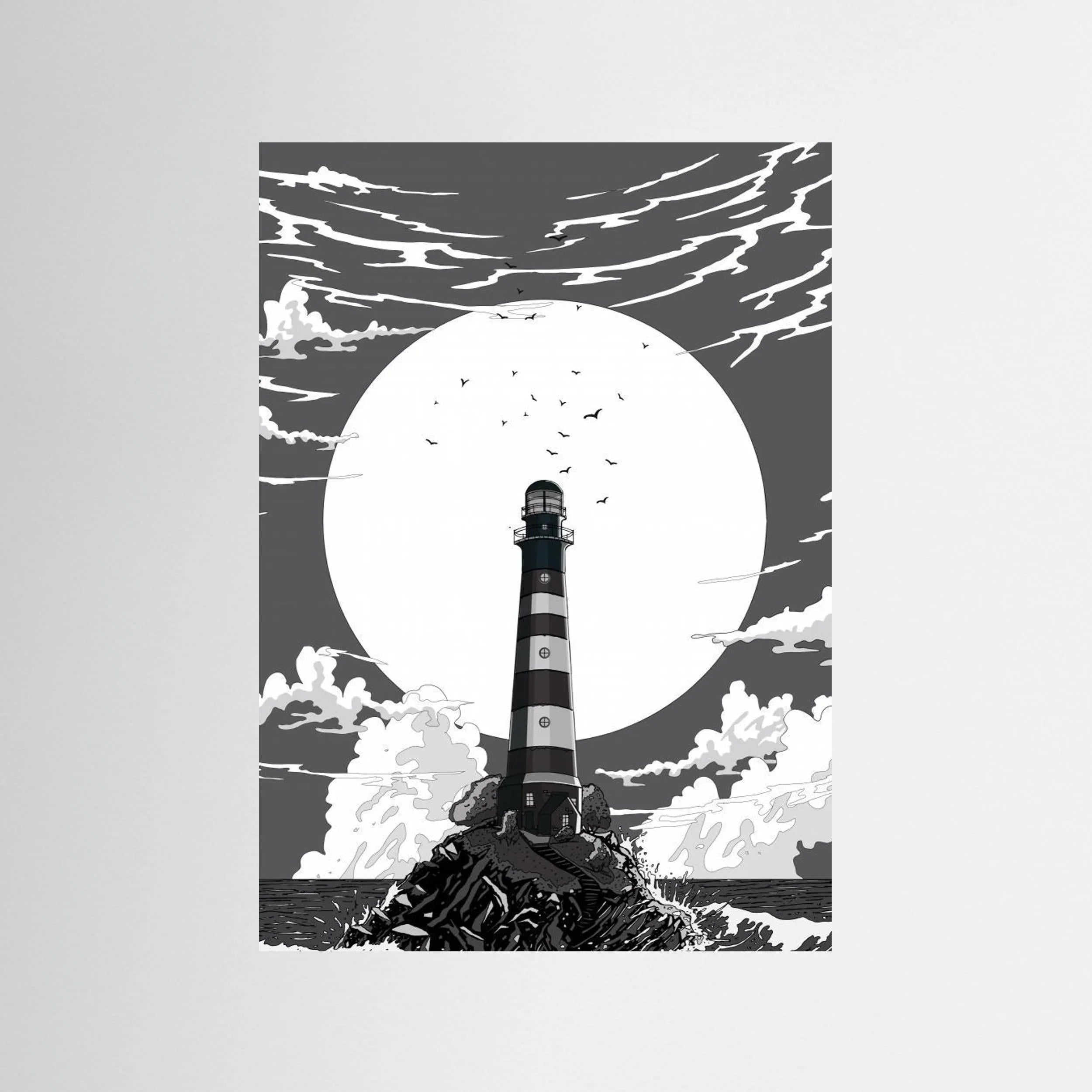 Lighthouse Black and White by Nicholas - Fine Art Paper Print - dreamtprint.art - 14 x 21 cm / 5 x 8″ (A5)