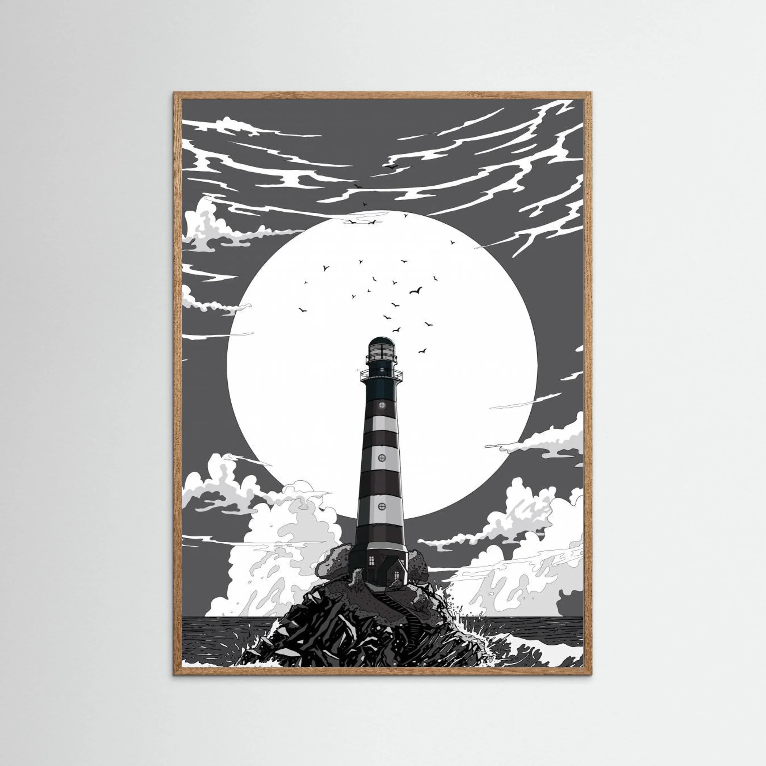 Lighthouse Black and White by Nicholas - Fine Art Paper Print - dreamtprint.art - 14 x 21 cm / 5 x 8″ (A5)
