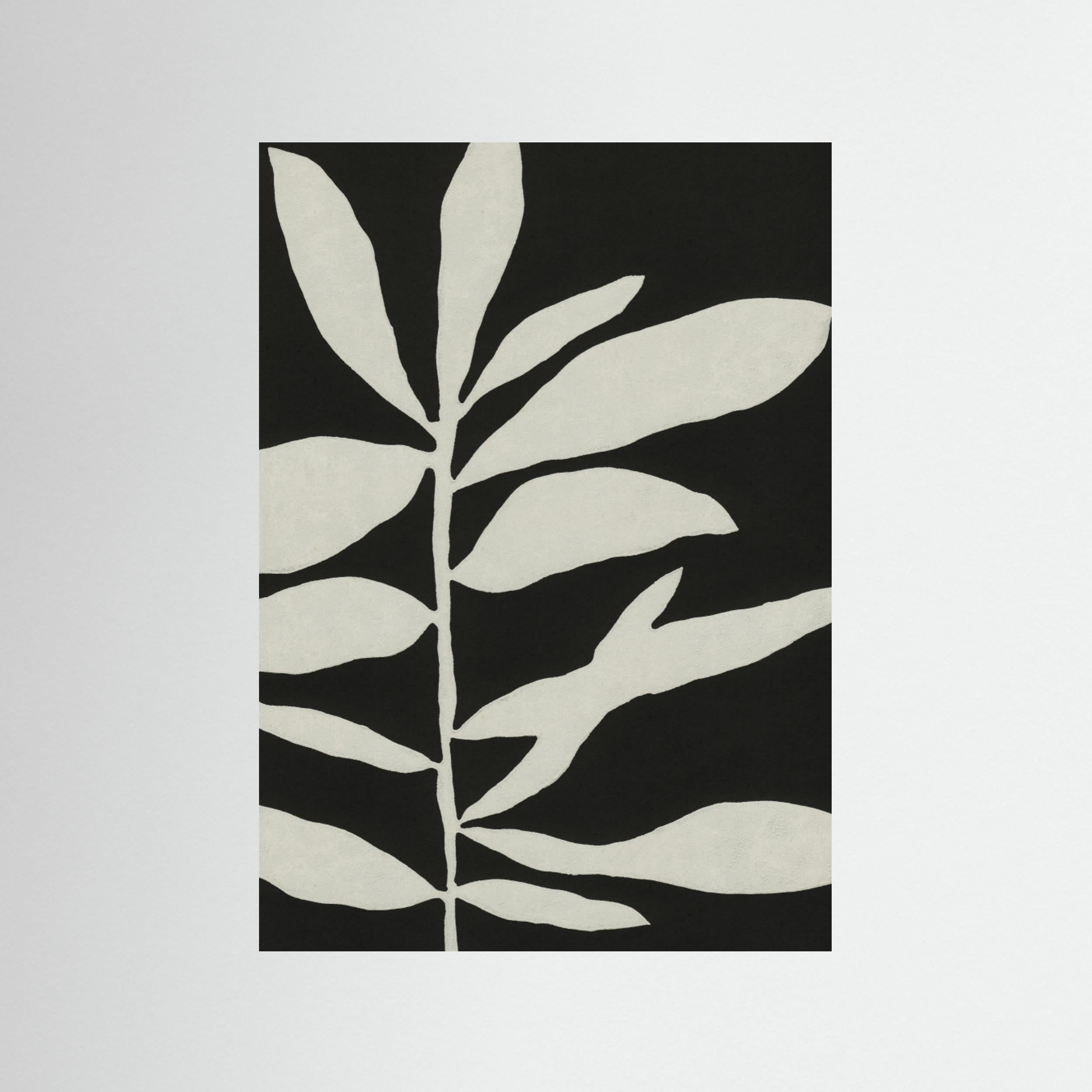 Linocut Branch 3 / White &amp; Black by Alisa Galitsyna - Fine Art Paper Print - dreamtprint.art - 14 x 21 cm / 5 x 8″ (A5)