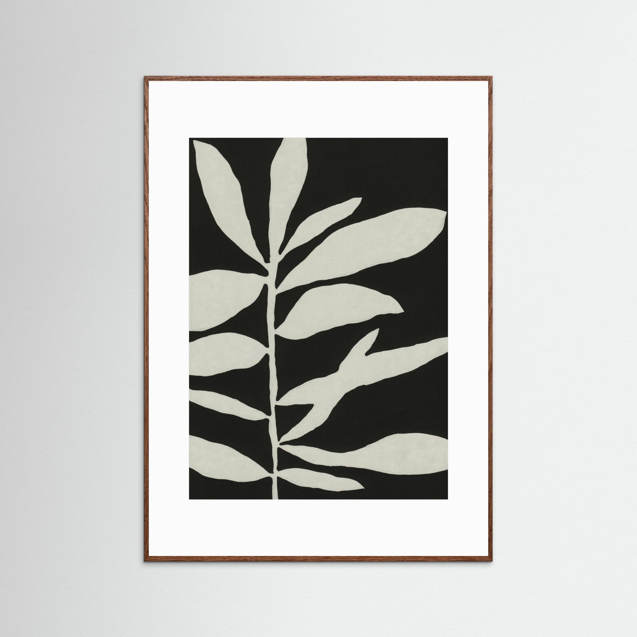 Linocut Branch 3 / White &amp; Black by Alisa Galitsyna - Fine Art Paper Print - dreamtprint.art - 14 x 21 cm / 5 x 8″ (A5)
