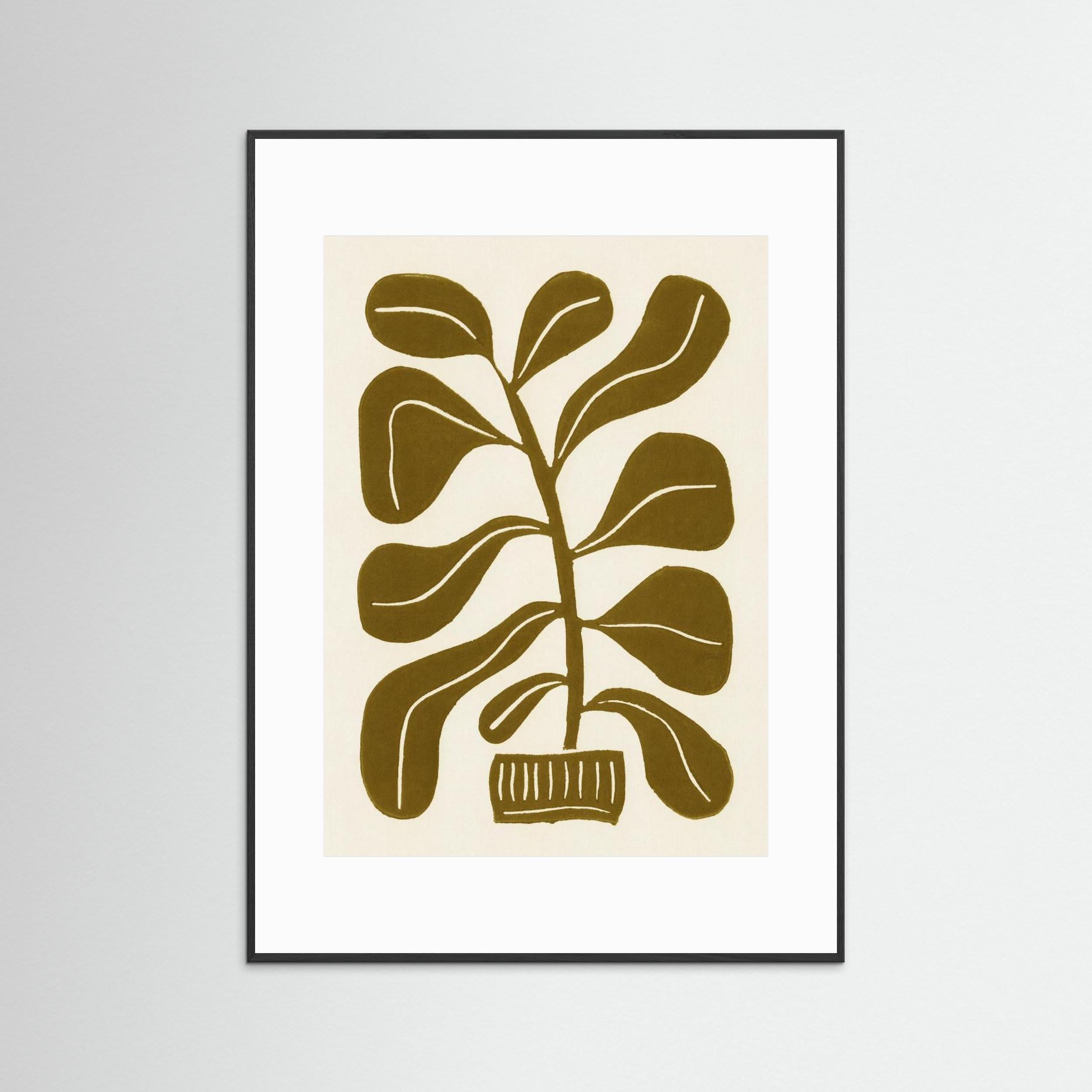 Linocut Houseplant 2 by Alisa Galitsyna - Fine Art Paper Print - dreamtprint.art - 14 x 21 cm / 5 x 8″ (A5)