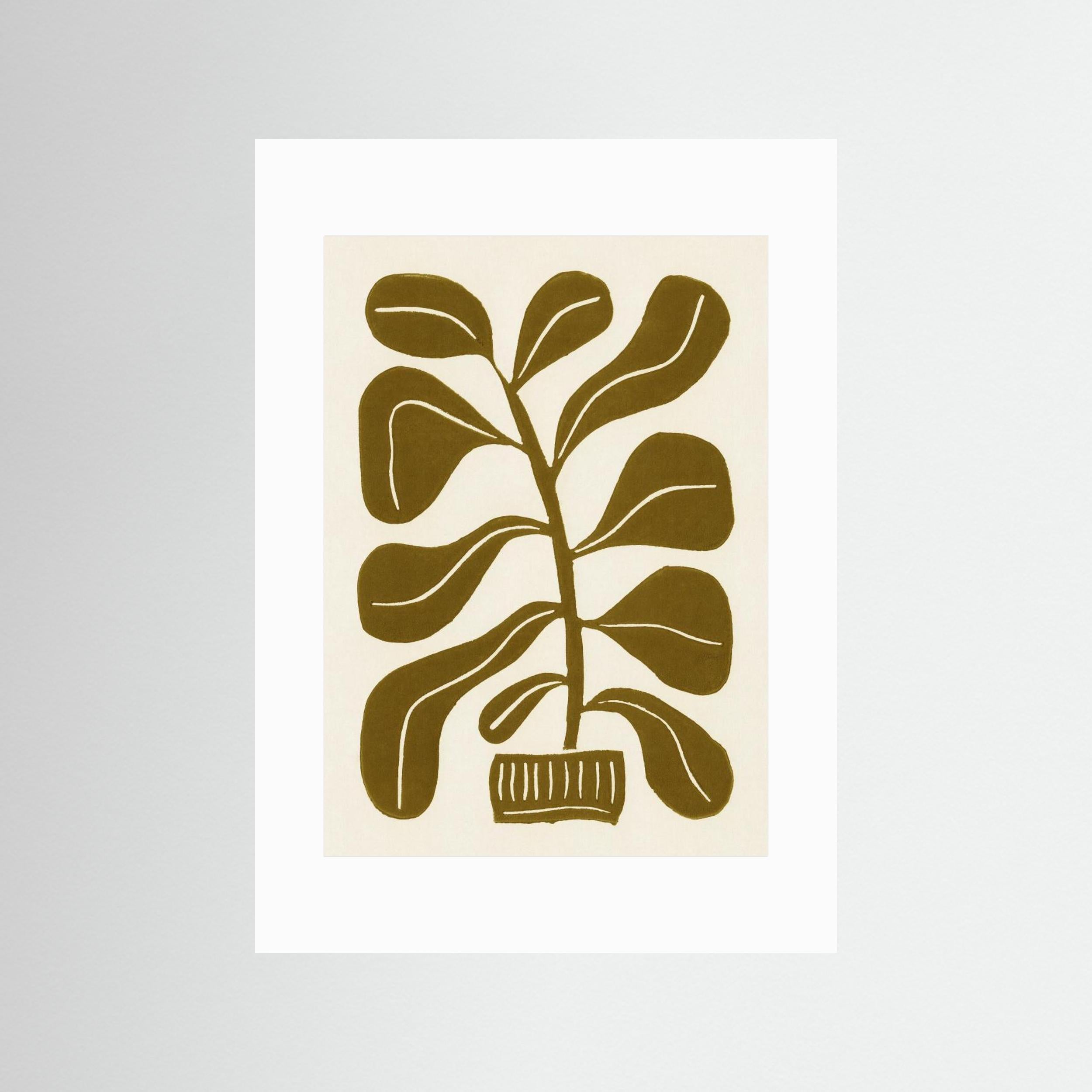 Linocut Houseplant 2 by Alisa Galitsyna - Fine Art Paper Print - dreamtprint.art - 14 x 21 cm / 5 x 8″ (A5)