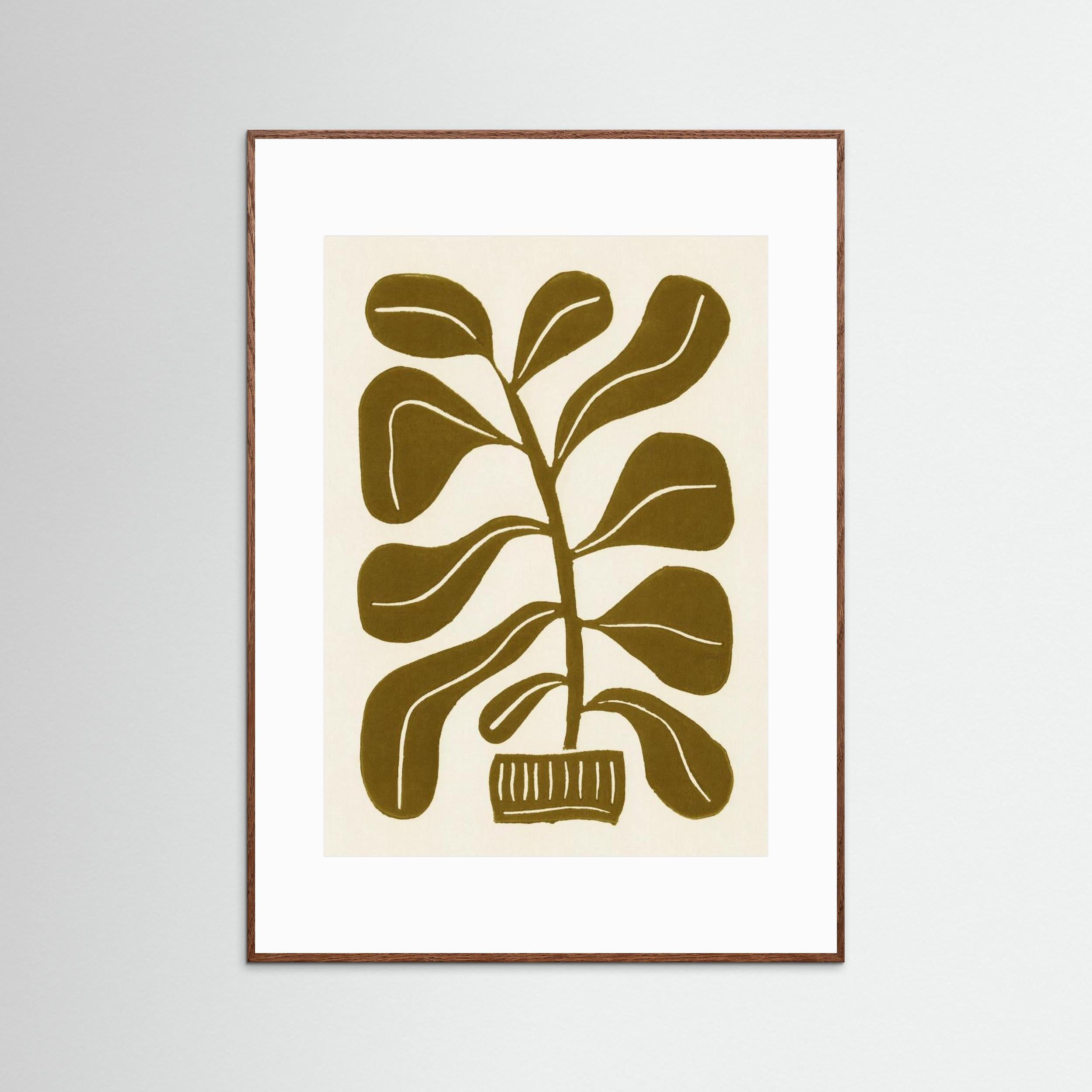 Linocut Houseplant 2 by Alisa Galitsyna - Fine Art Paper Print - dreamtprint.art - 14 x 21 cm / 5 x 8″ (A5)