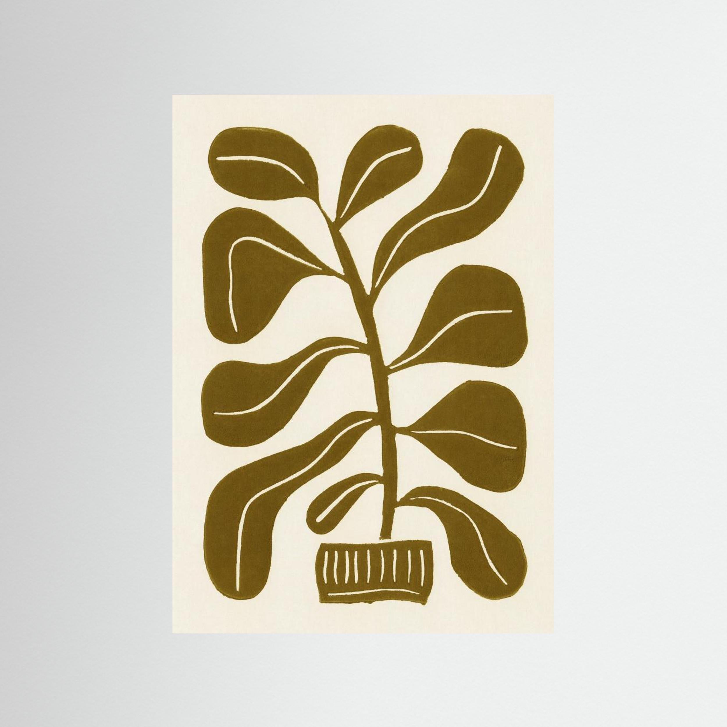 Linocut Houseplant 2 by Alisa Galitsyna - Fine Art Paper Print - dreamtprint.art - 14 x 21 cm / 5 x 8″ (A5)