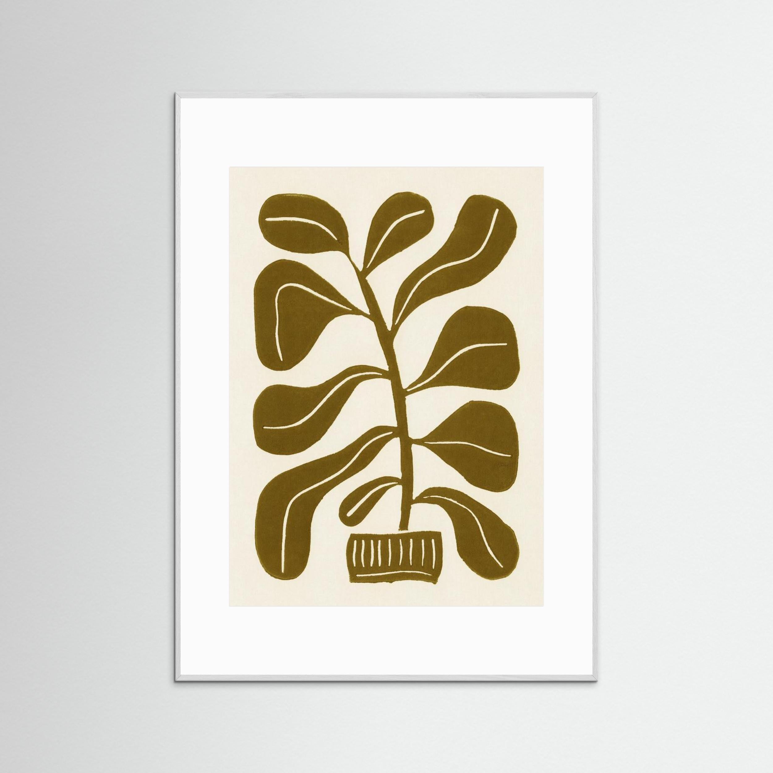 Linocut Houseplant 2 by Alisa Galitsyna - Fine Art Paper Print - dreamtprint.art - 14 x 21 cm / 5 x 8″ (A5)