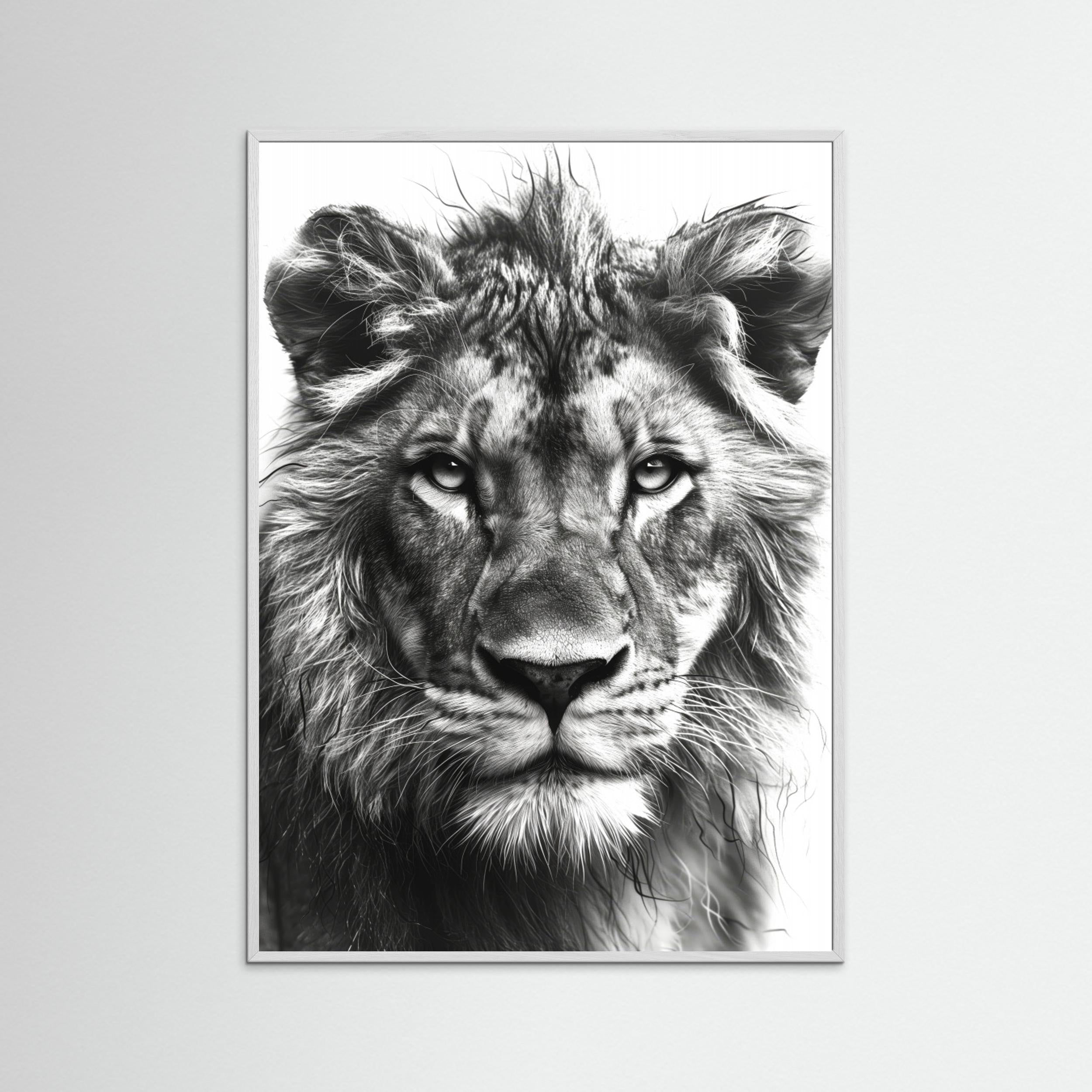 Lion Black and White by Justyna Jaszke - Fine Art Paper Print - dreamtprint.art - 14 x 21 cm / 5 x 8″ (A5)
