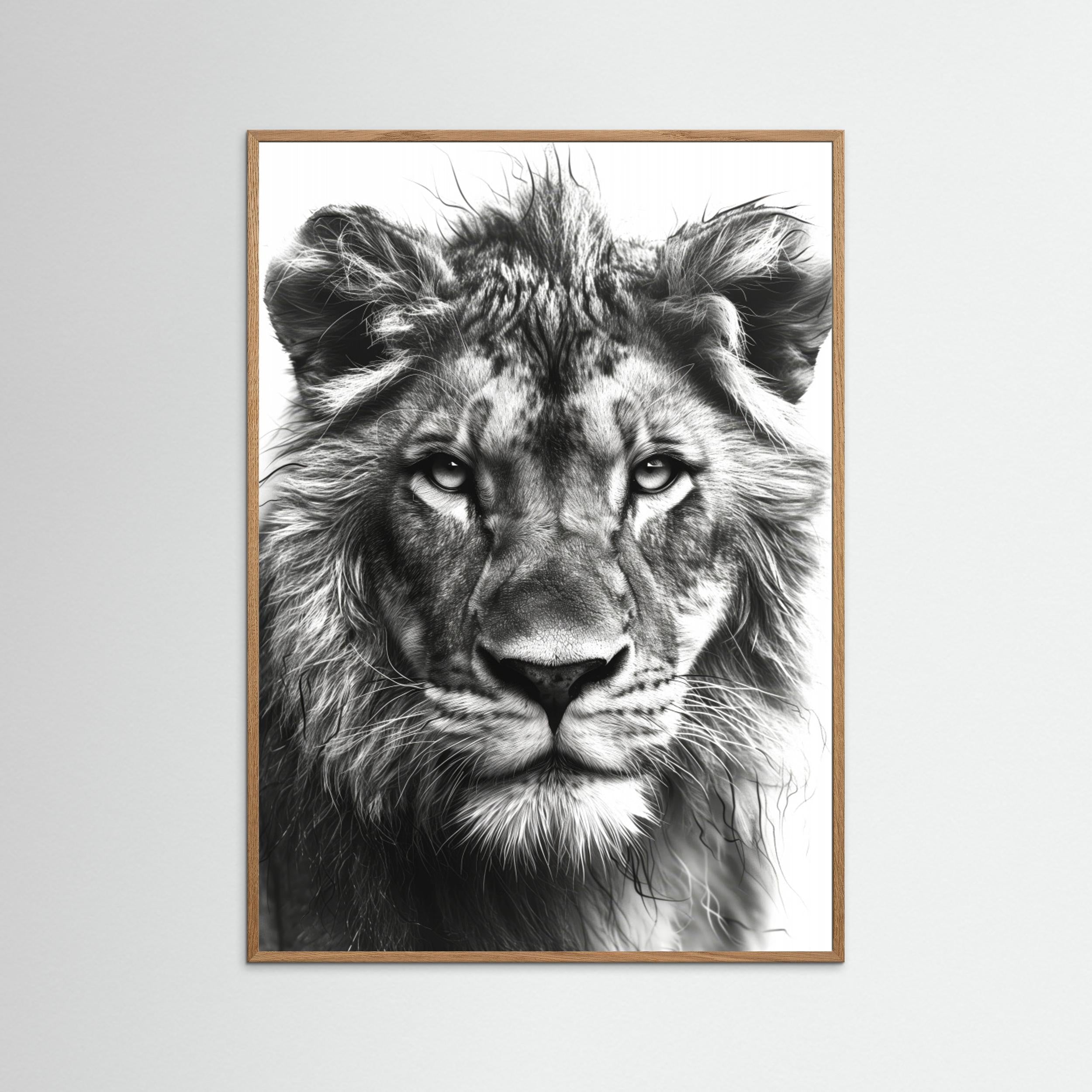 Lion Black and White by Justyna Jaszke - Fine Art Paper Print - dreamtprint.art - 14 x 21 cm / 5 x 8″ (A5)