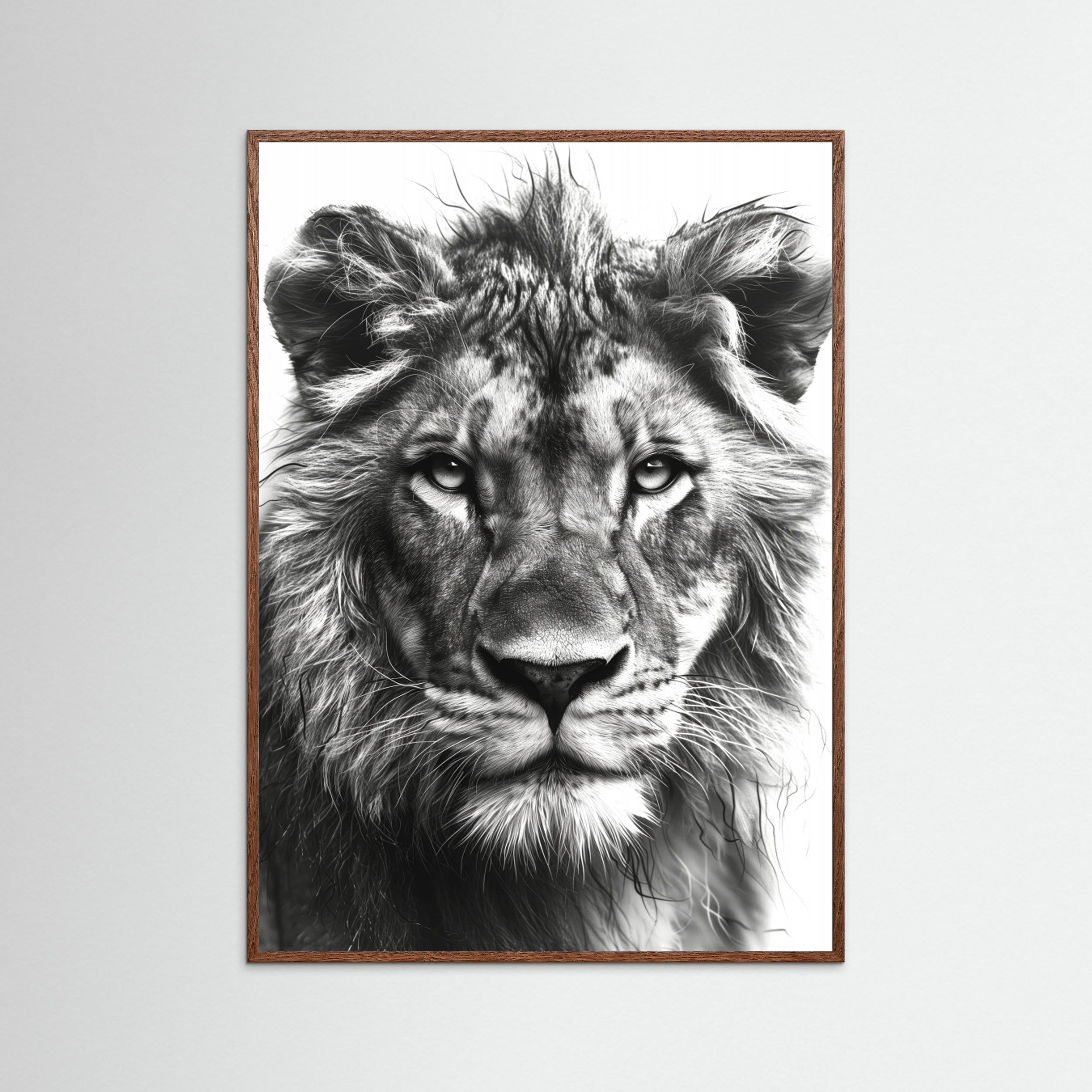 Lion Black and White by Justyna Jaszke - Fine Art Paper Print - dreamtprint.art - 14 x 21 cm / 5 x 8″ (A5)