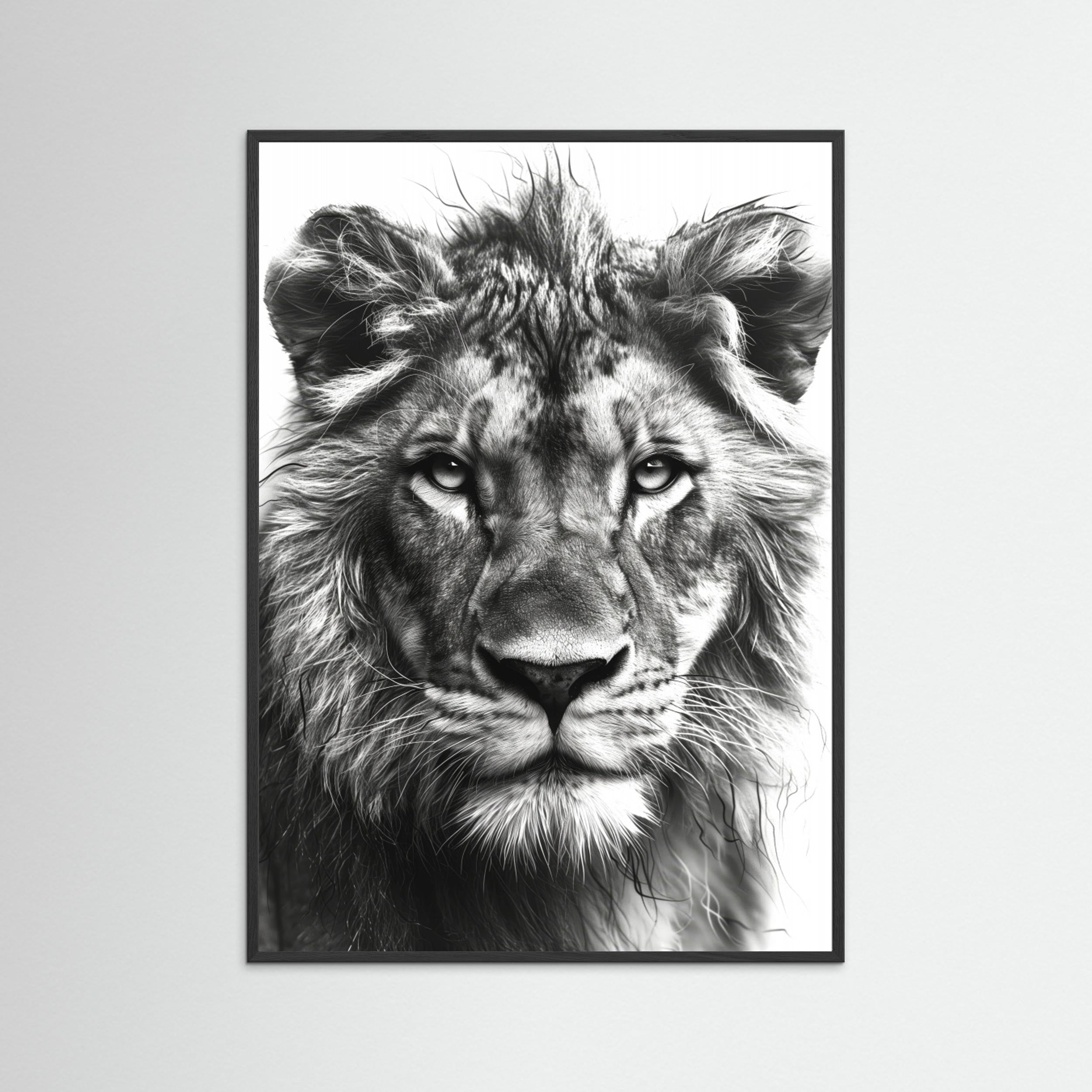 Lion Black and White by Justyna Jaszke - Fine Art Paper Print - dreamtprint.art - 14 x 21 cm / 5 x 8″ (A5)