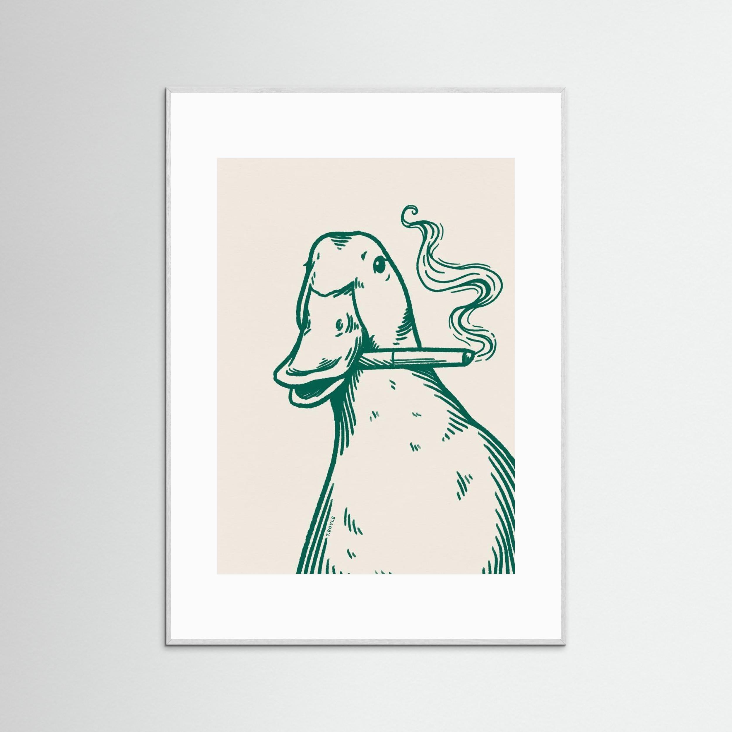 Smoking Duck in green by Tara Royle