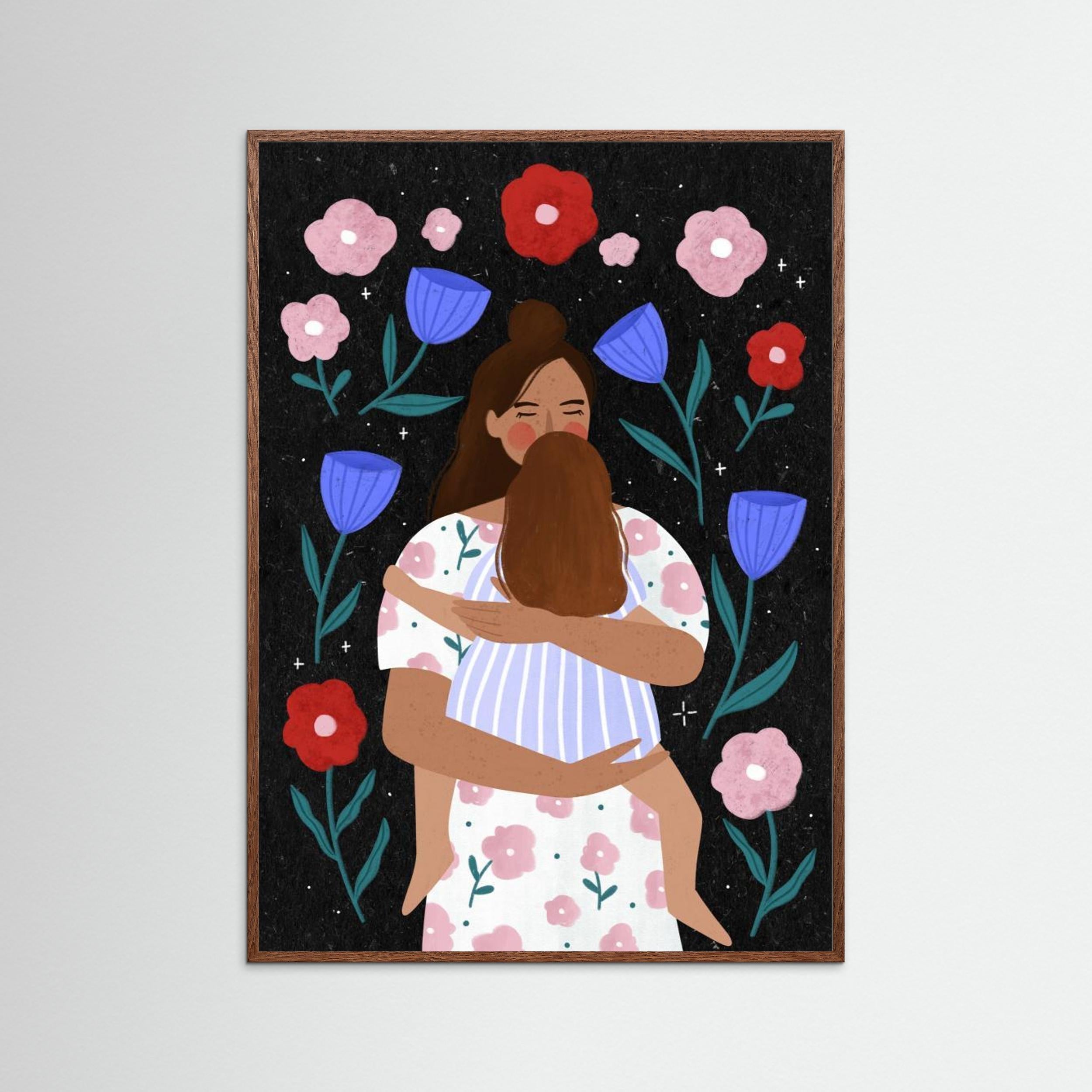 Mum Cuddles by Bea Müller - Fine Art Paper Print - dreamtprint.art - 14 x 21 cm / 5 x 8″ (A5)