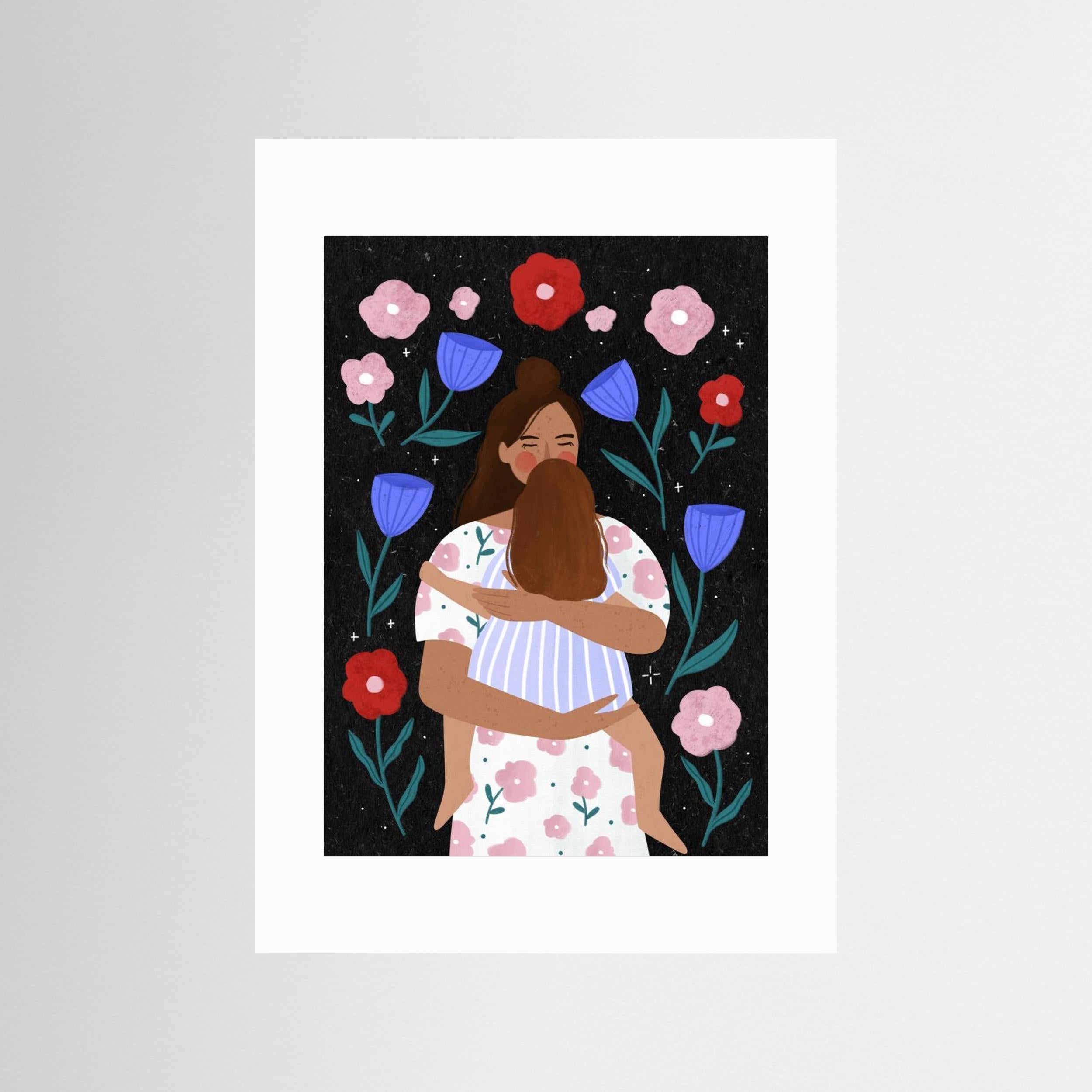 Mum Cuddles by Bea Müller - Fine Art Paper Print - dreamtprint.art - 14 x 21 cm / 5 x 8″ (A5)