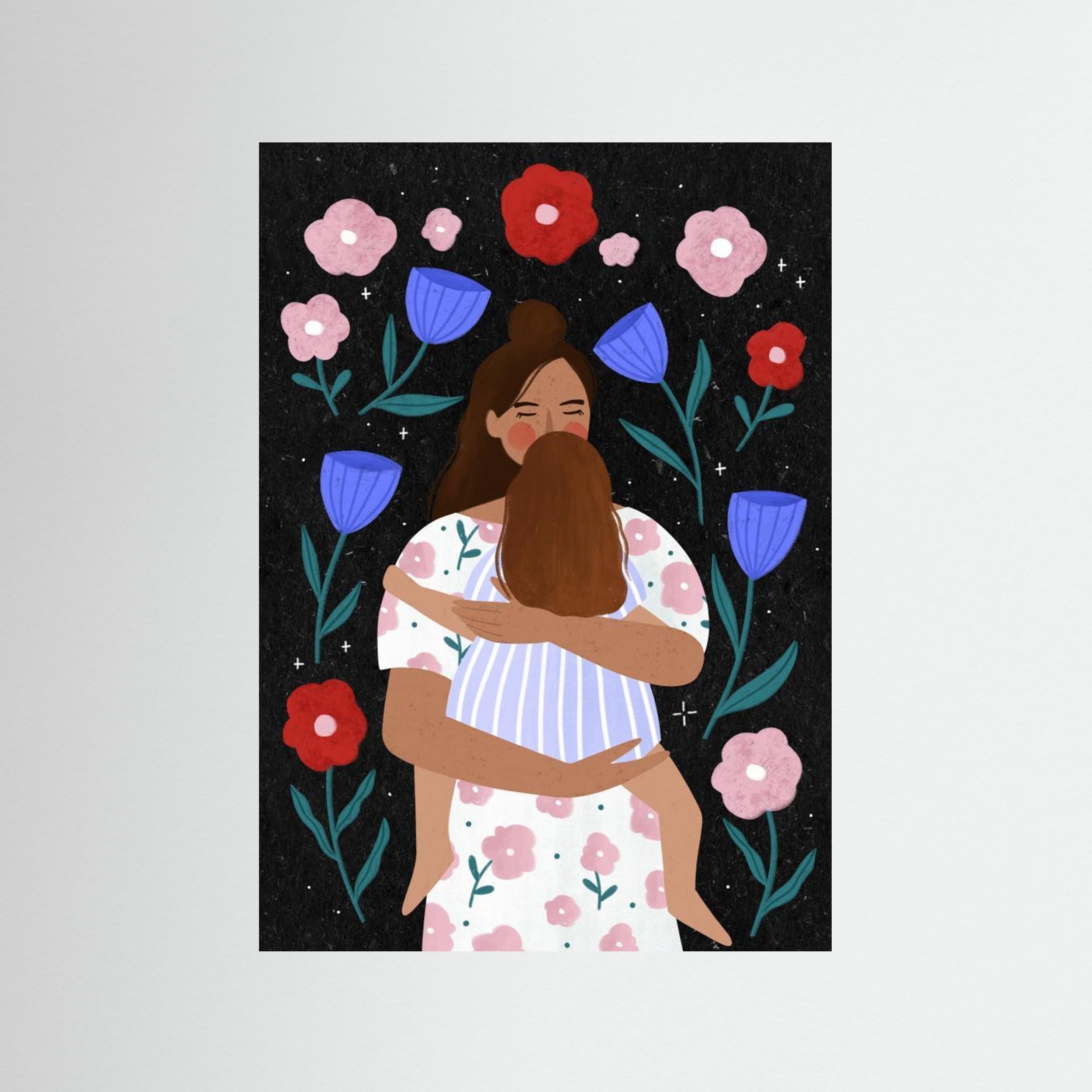 Mum Cuddles by Bea Müller - Fine Art Paper Print - dreamtprint.art - 14 x 21 cm / 5 x 8″ (A5)