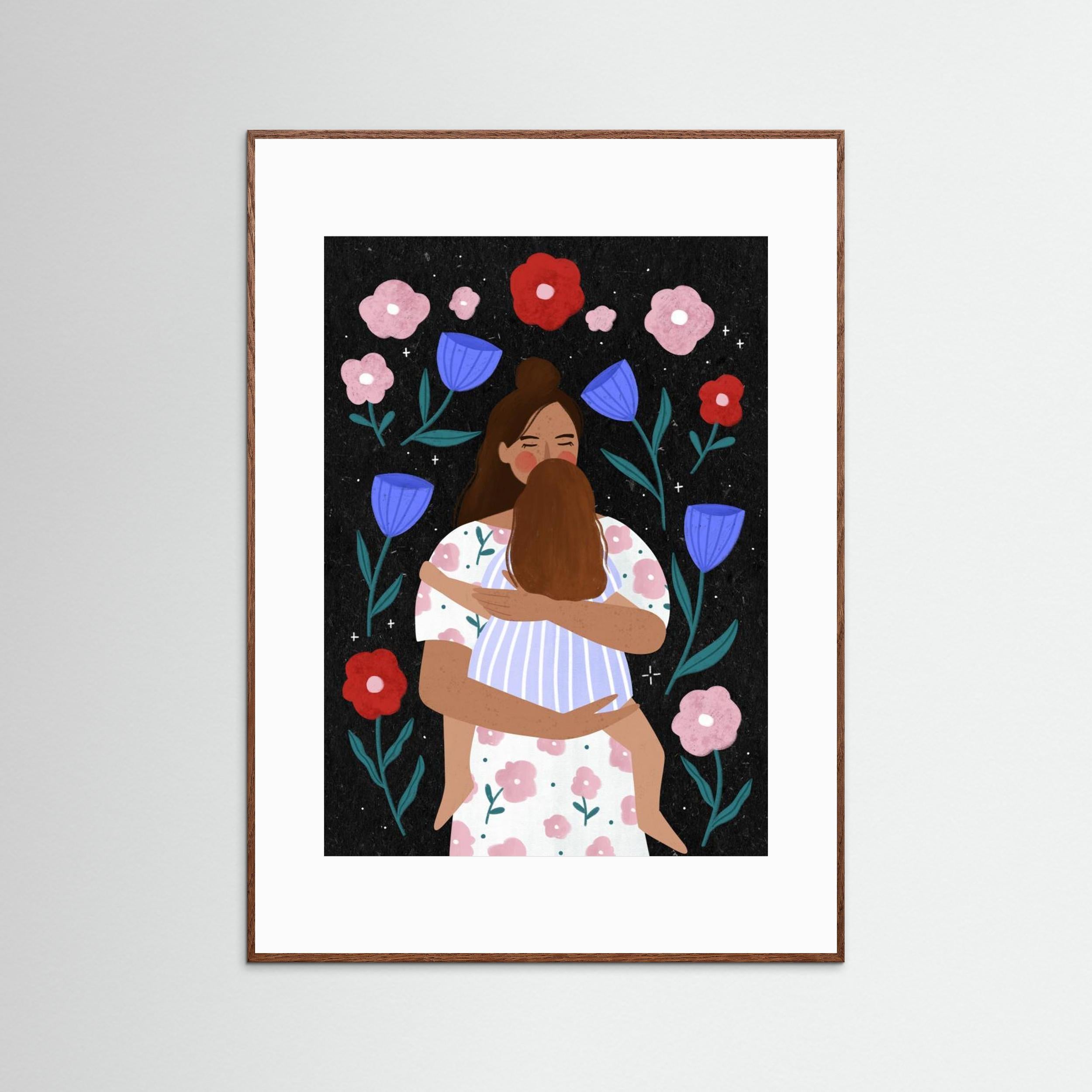 Mum Cuddles by Bea Müller - Fine Art Paper Print - dreamtprint.art - 14 x 21 cm / 5 x 8″ (A5)