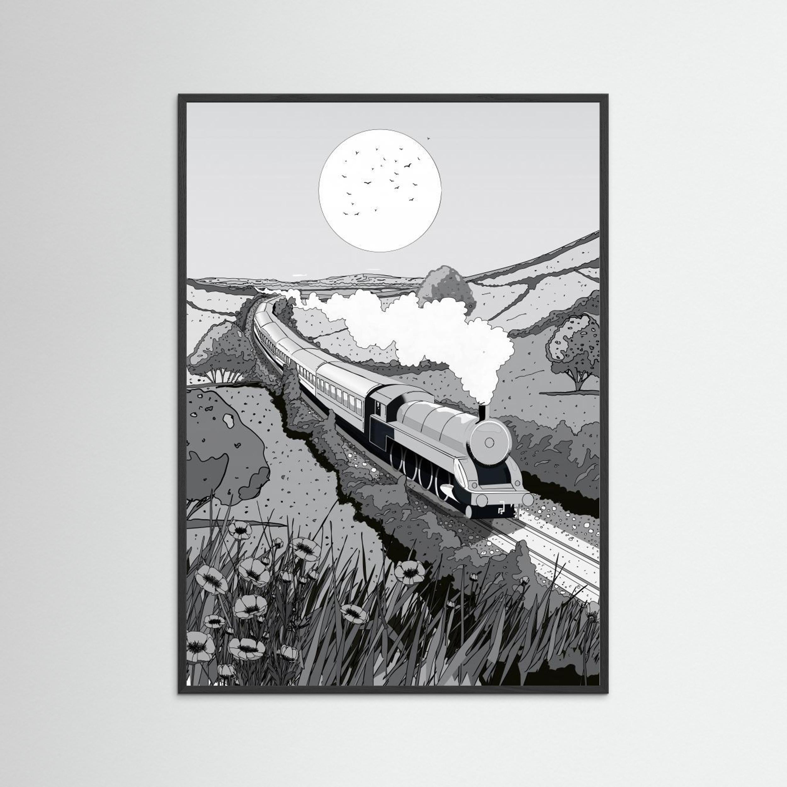 Train Black and White by Nicholas