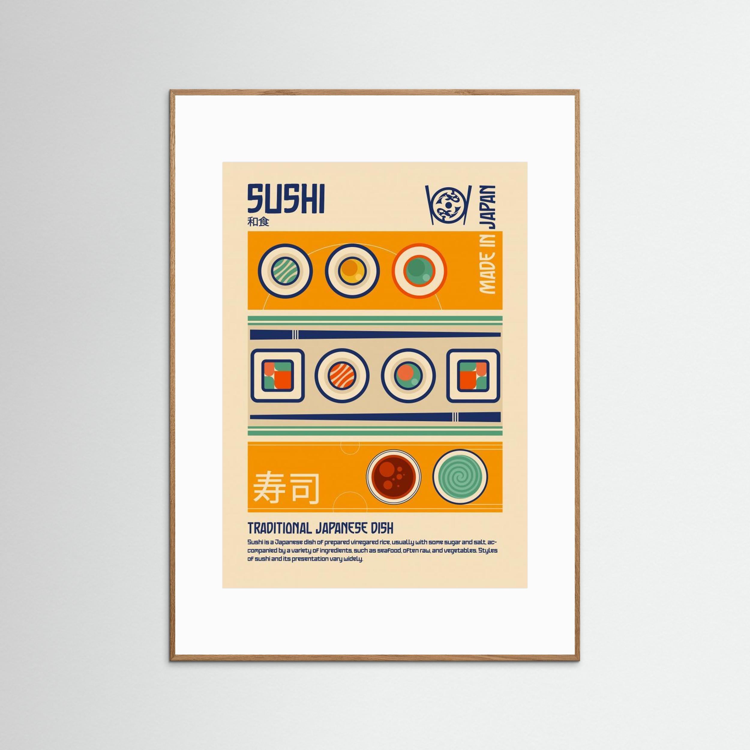 Sushi Japanese Food Print by Retrodrome