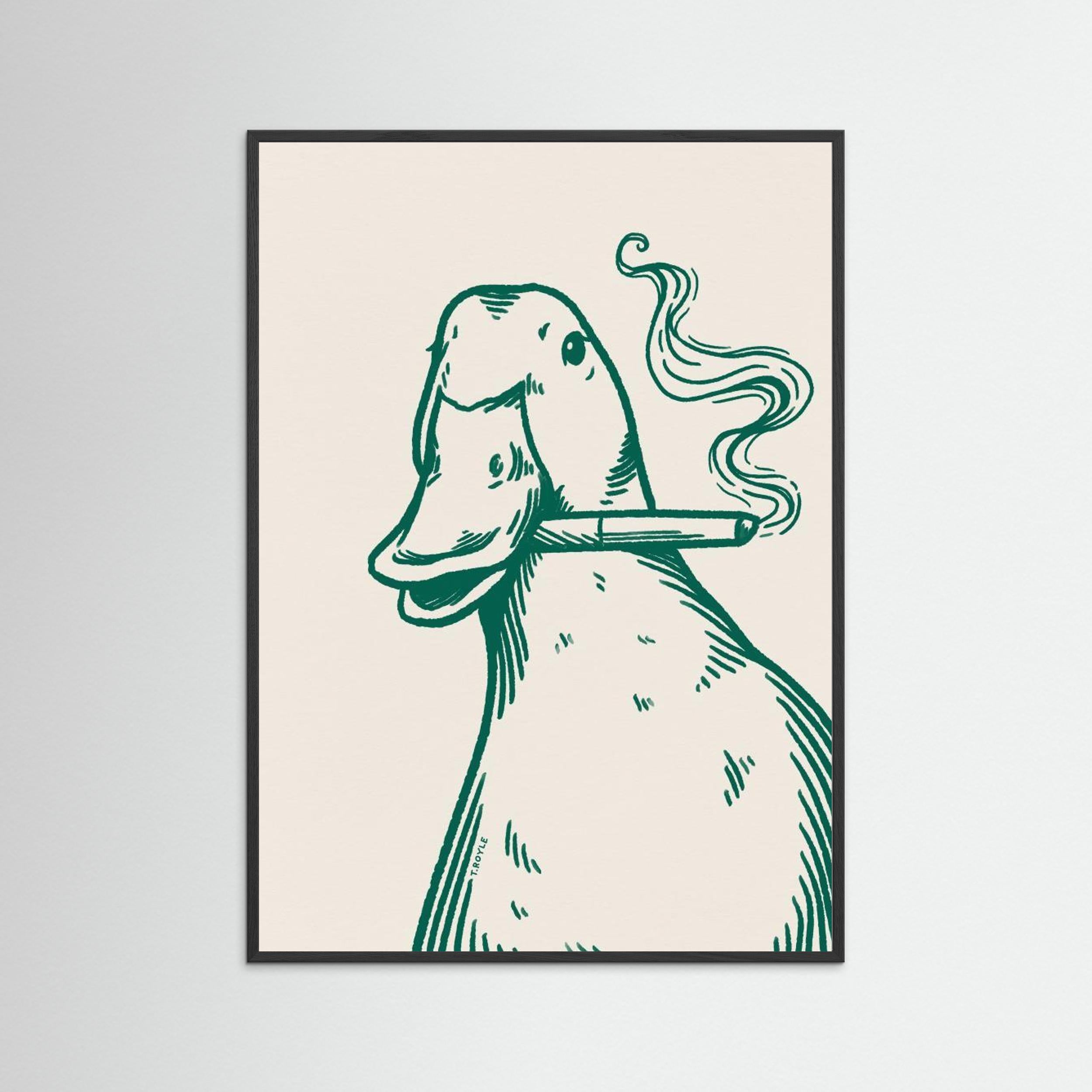 Smoking Duck in green by Tara Royle