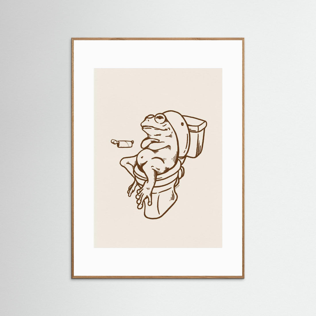 Frog on Toilet - The Empty Roll Funny Art Print by Tara Royle