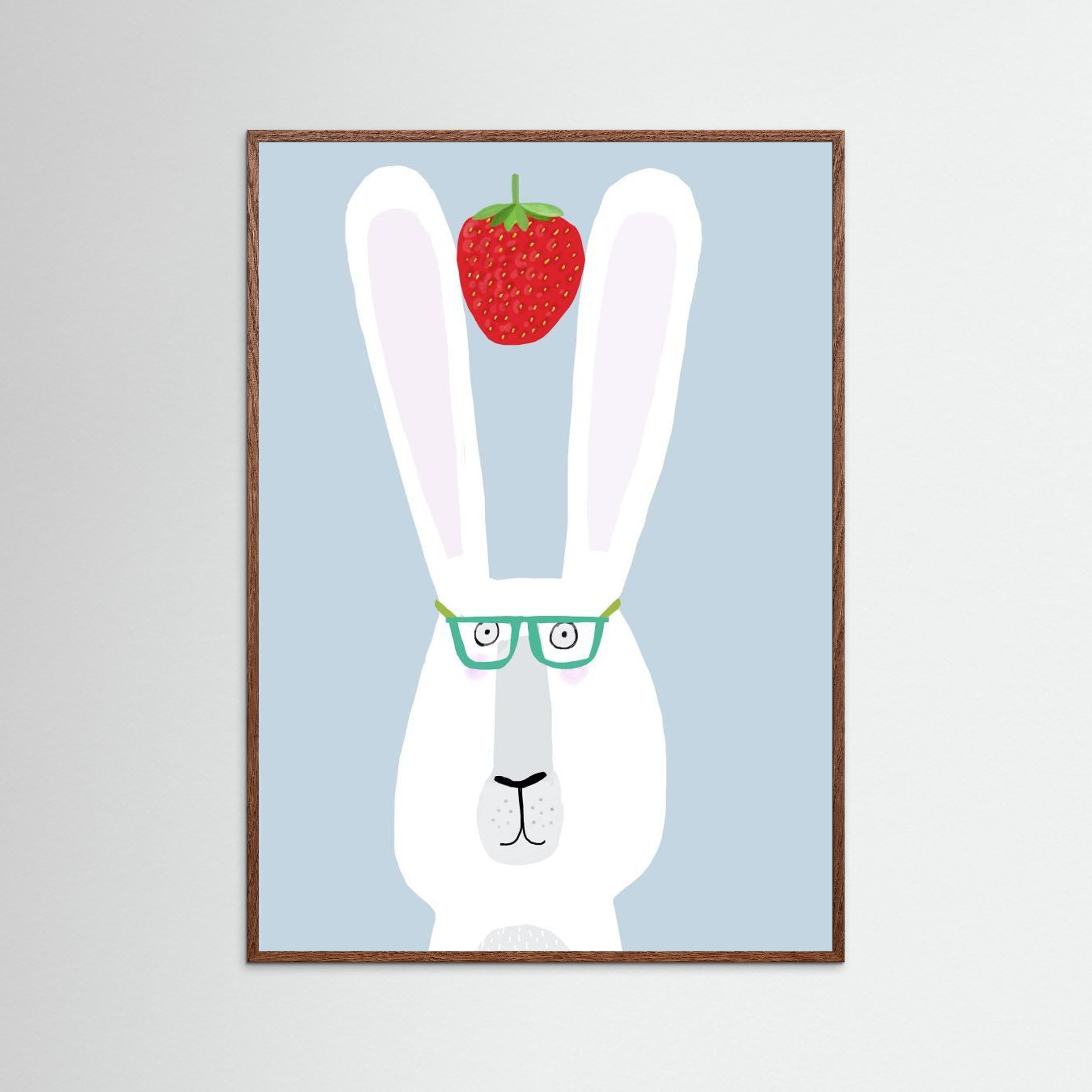 Funny Rabbit with Strawberry by Carla Daly