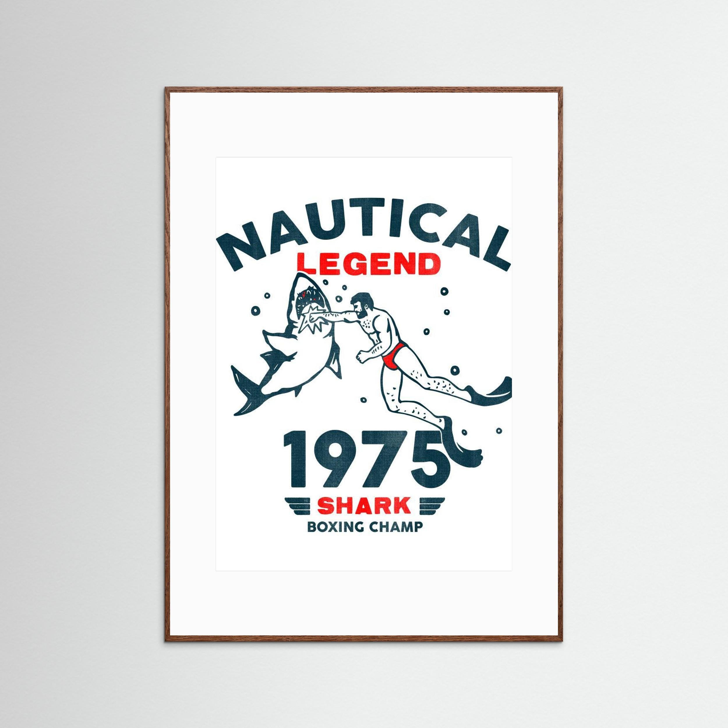 Nautical Legend 1975: Funny Shark Boxing Art by The Whiskey Ginger