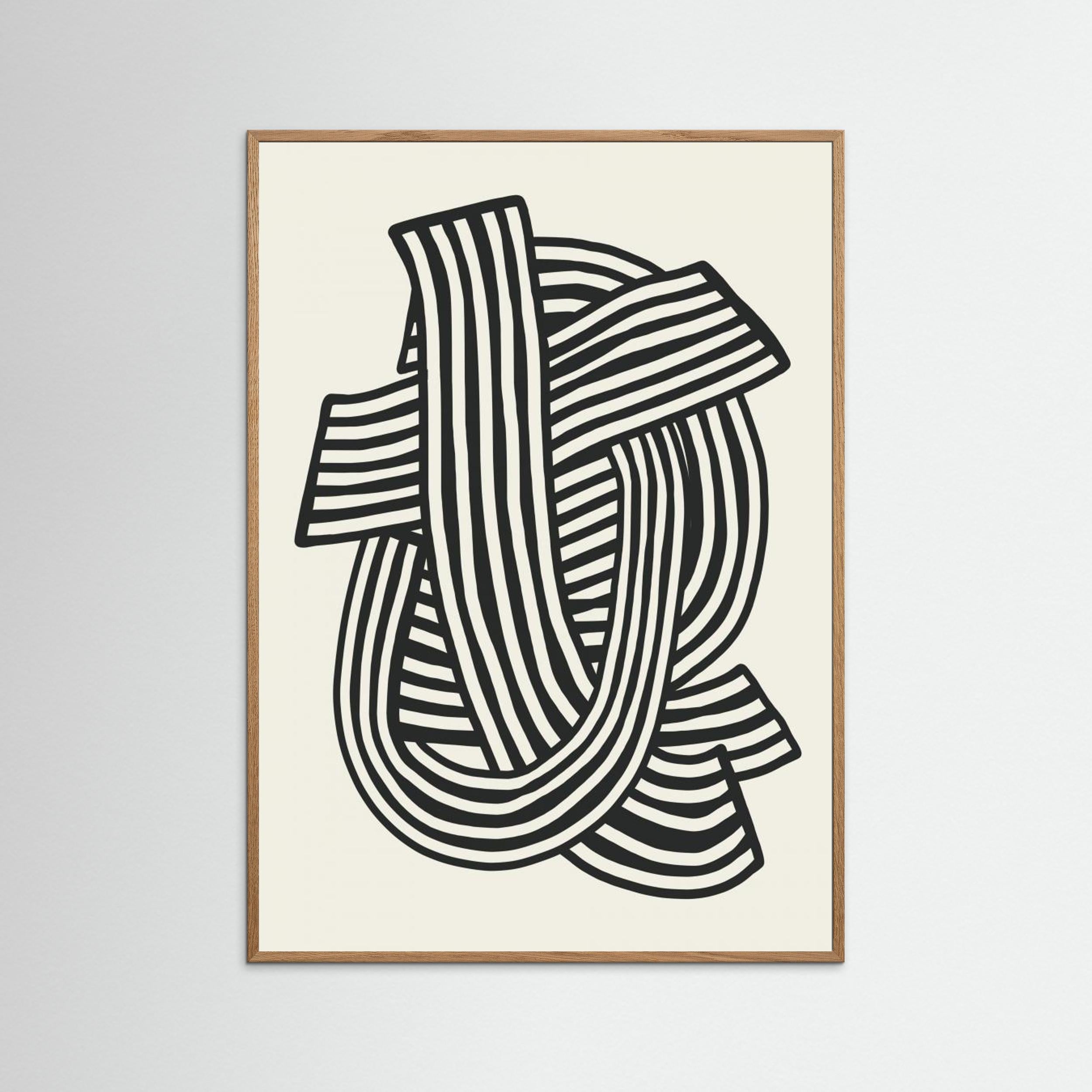 Striped Abstract In Black by Little Dean
