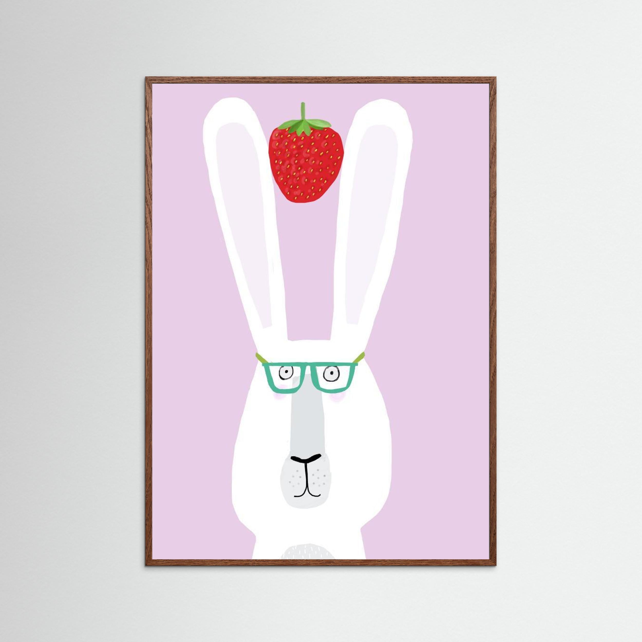 Funny Rabbit with Strawberry by Carla Daly
