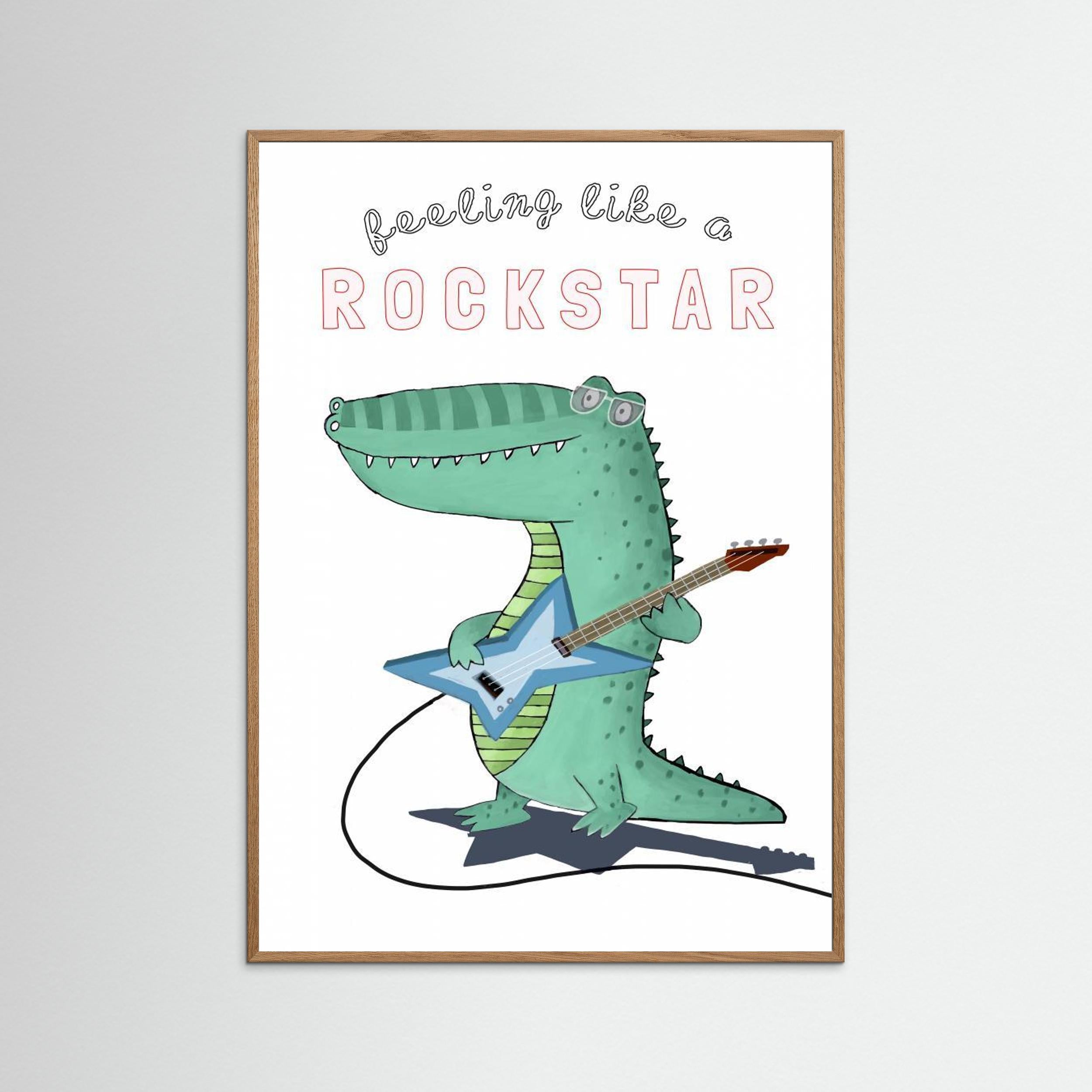 Feeling Like A Rockstar! Funny Crocodile Playing the Guitar by Carla Daly