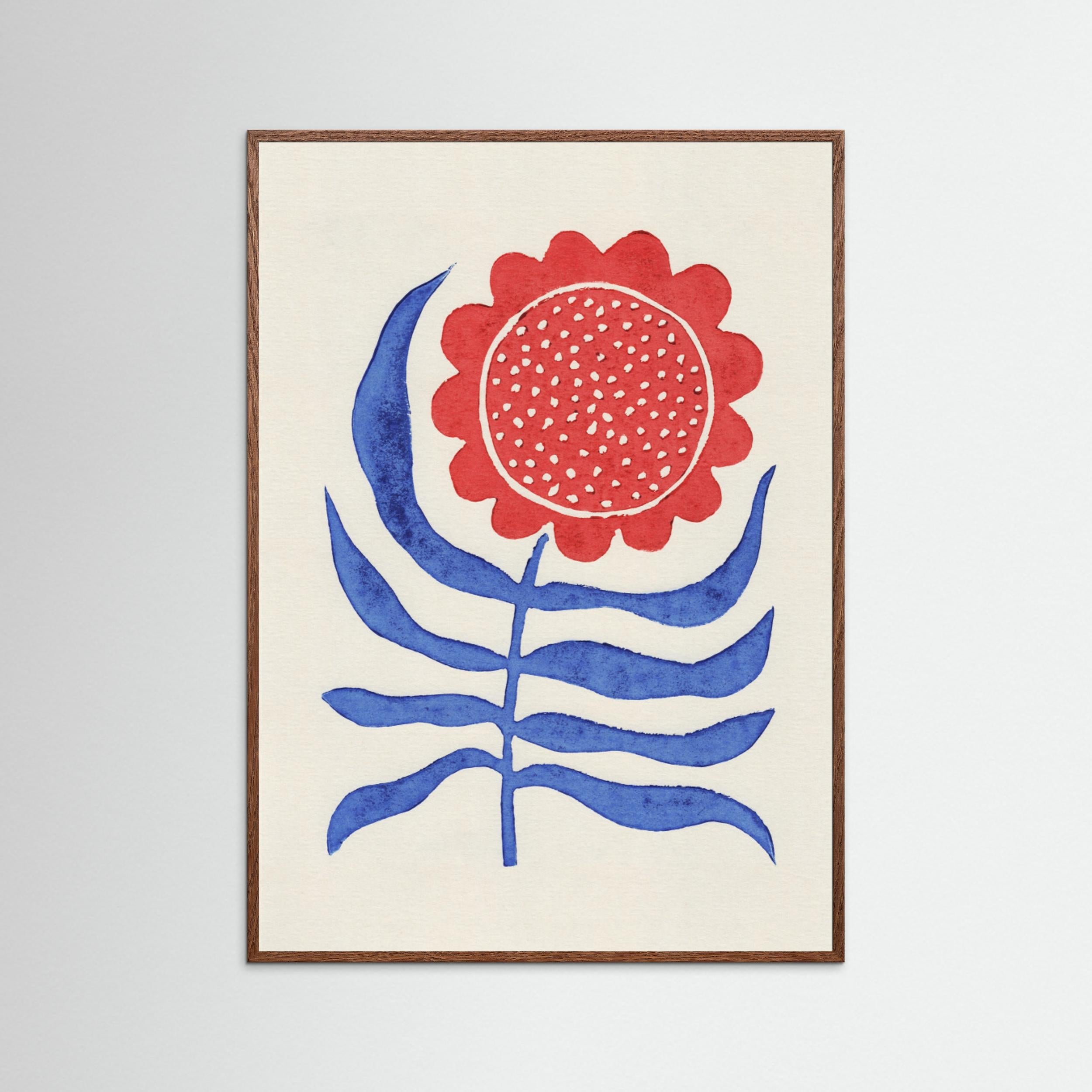 Red Flower / Lino Print by Alisa Galitsyna - Fine Art Paper Print - dreamtprint.art - 14 x 21 cm / 5 x 8″ (A5)