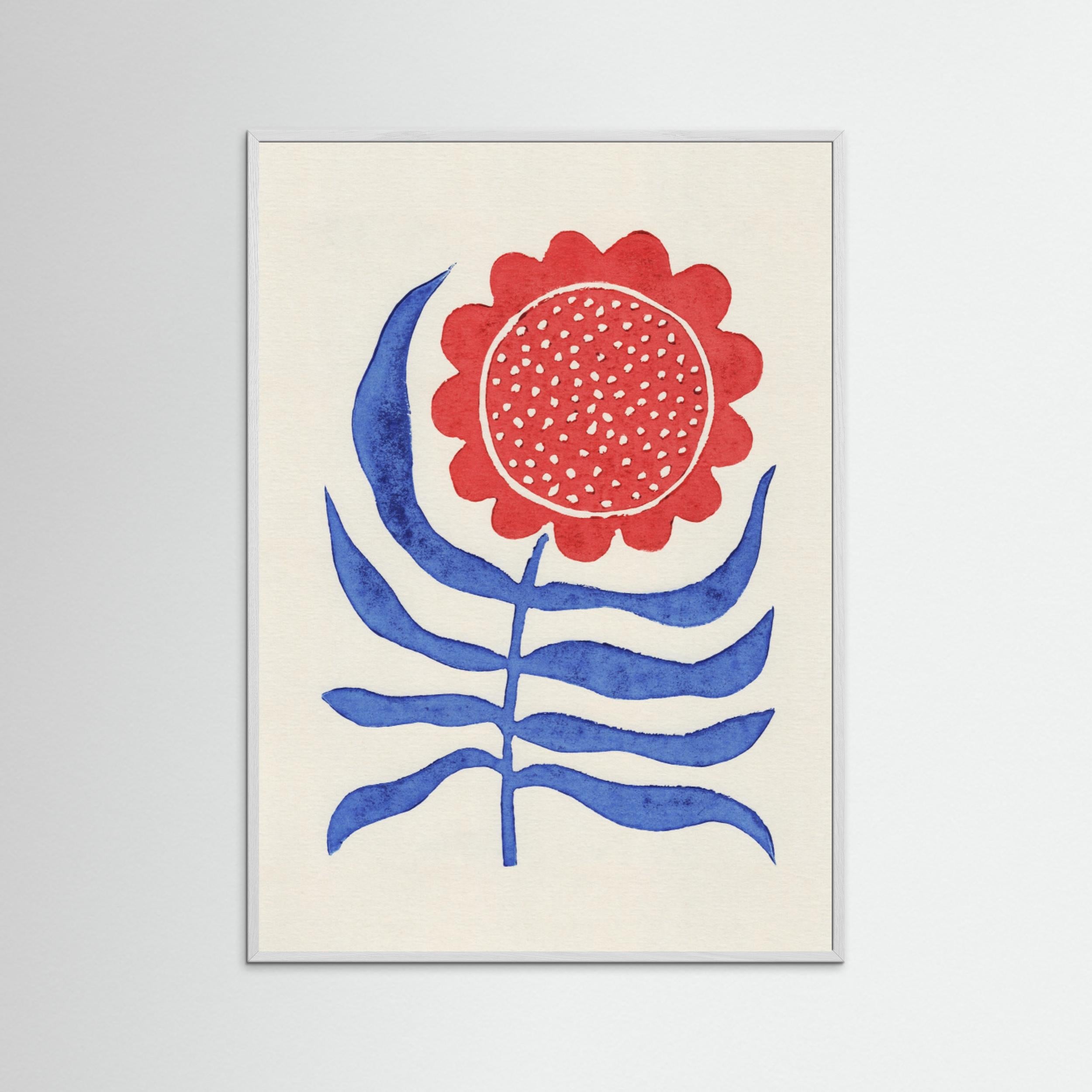 Red Flower / Lino Print by Alisa Galitsyna - Fine Art Paper Print - dreamtprint.art - 14 x 21 cm / 5 x 8″ (A5)