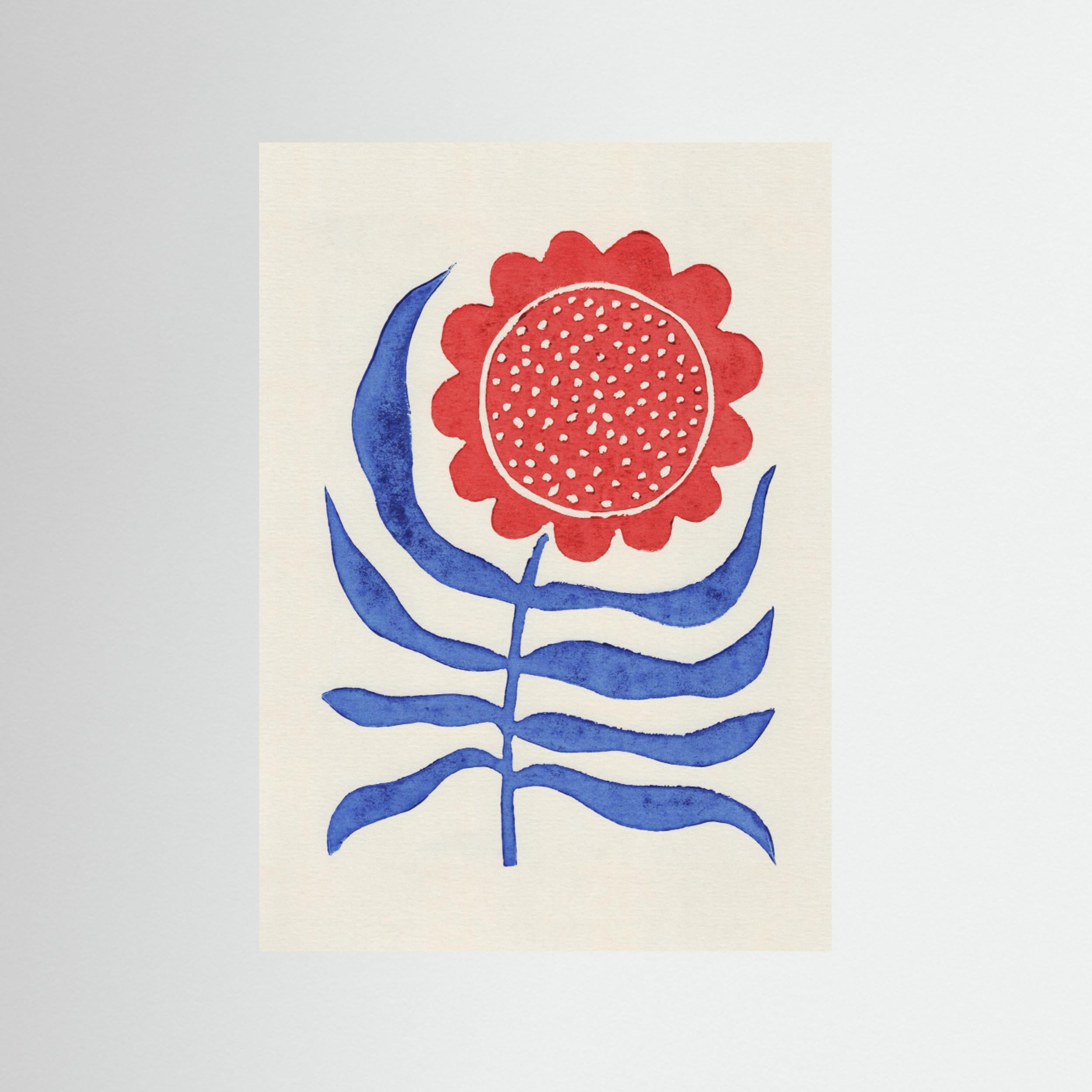 Red Flower / Lino Print by Alisa Galitsyna - Fine Art Paper Print - dreamtprint.art - 14 x 21 cm / 5 x 8″ (A5)