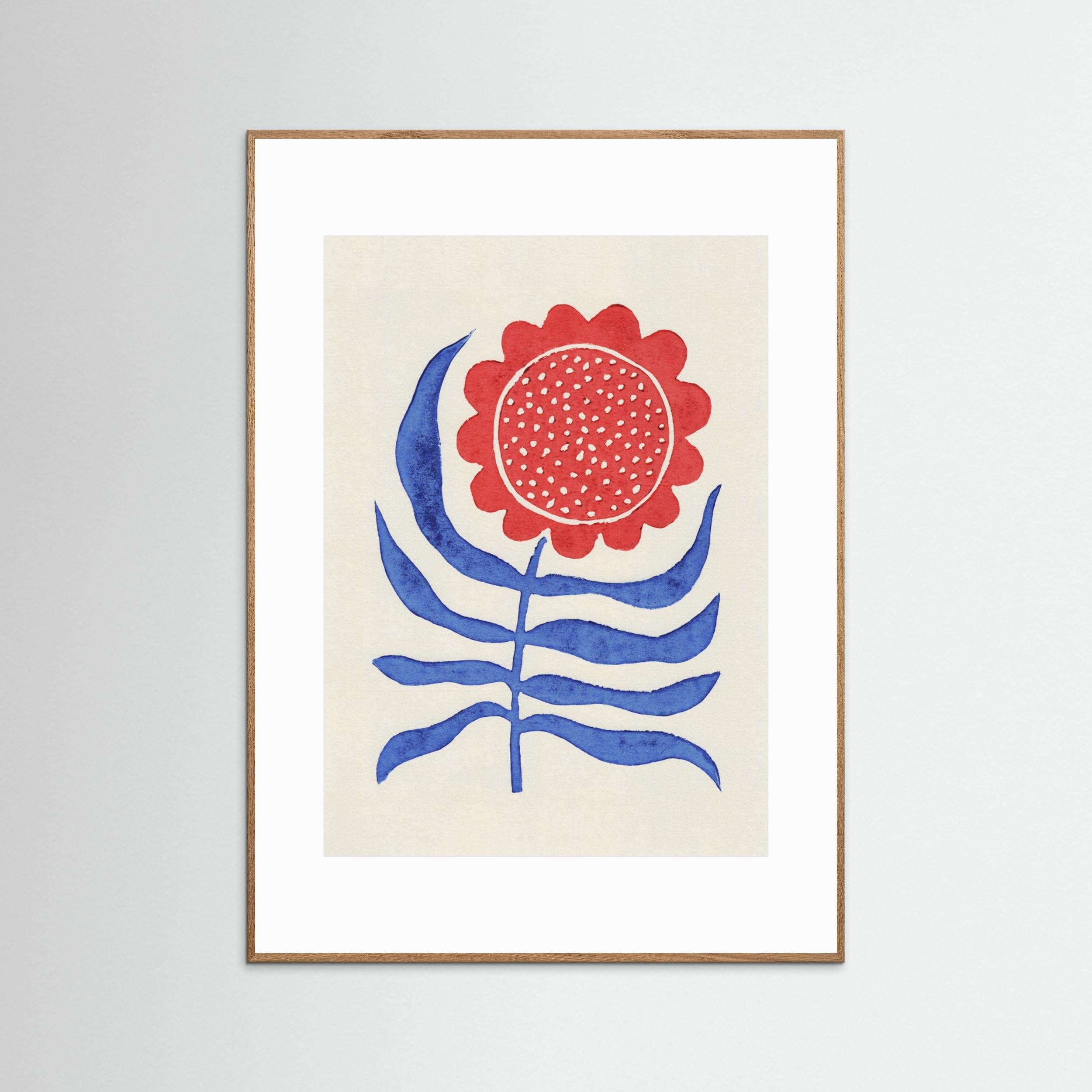 Red Flower / Lino Print by Alisa Galitsyna - Fine Art Paper Print - dreamtprint.art - 14 x 21 cm / 5 x 8″ (A5)