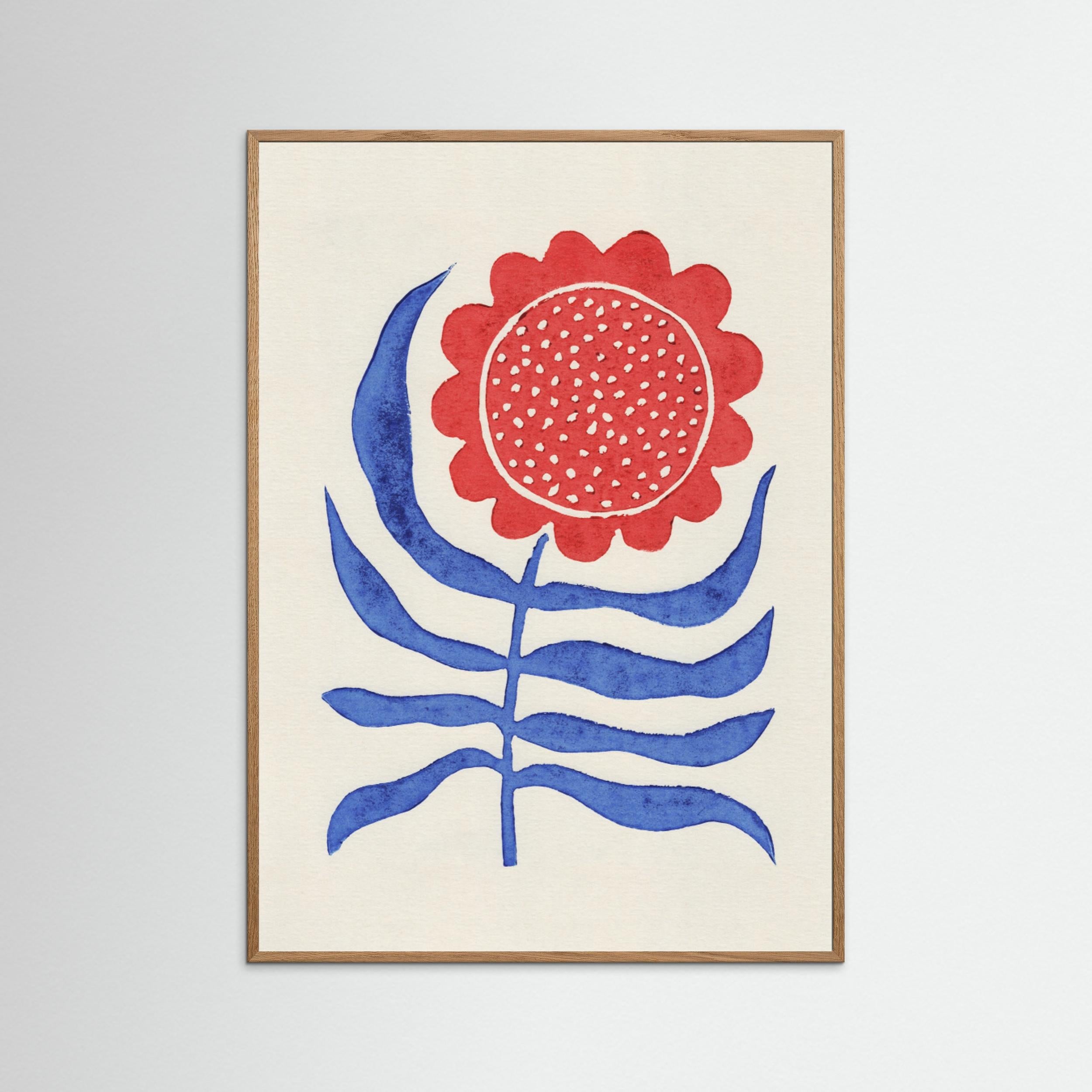 Red Flower / Lino Print by Alisa Galitsyna - Fine Art Paper Print - dreamtprint.art - 14 x 21 cm / 5 x 8″ (A5)