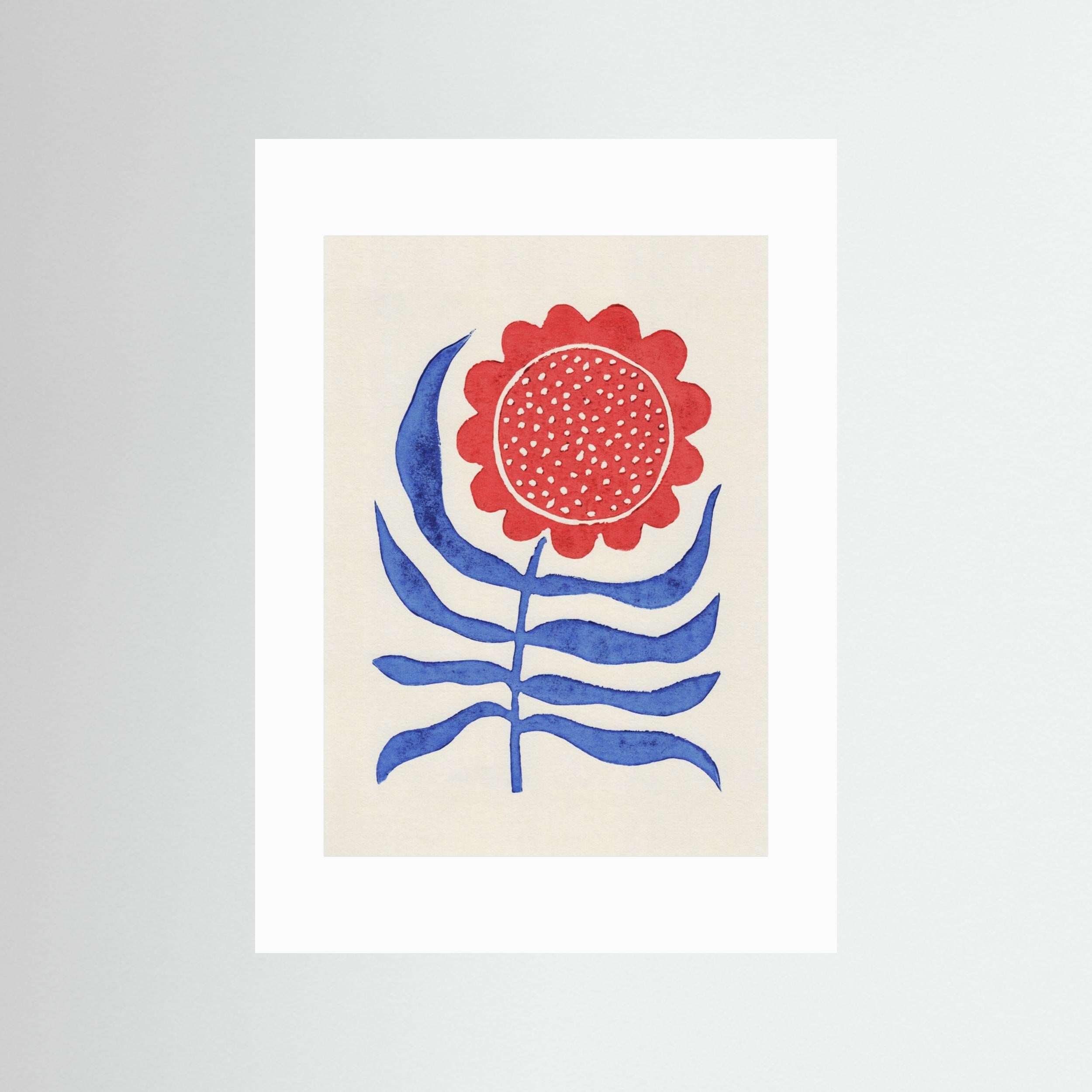 Red Flower / Lino Print by Alisa Galitsyna - Fine Art Paper Print - dreamtprint.art - 14 x 21 cm / 5 x 8″ (A5)