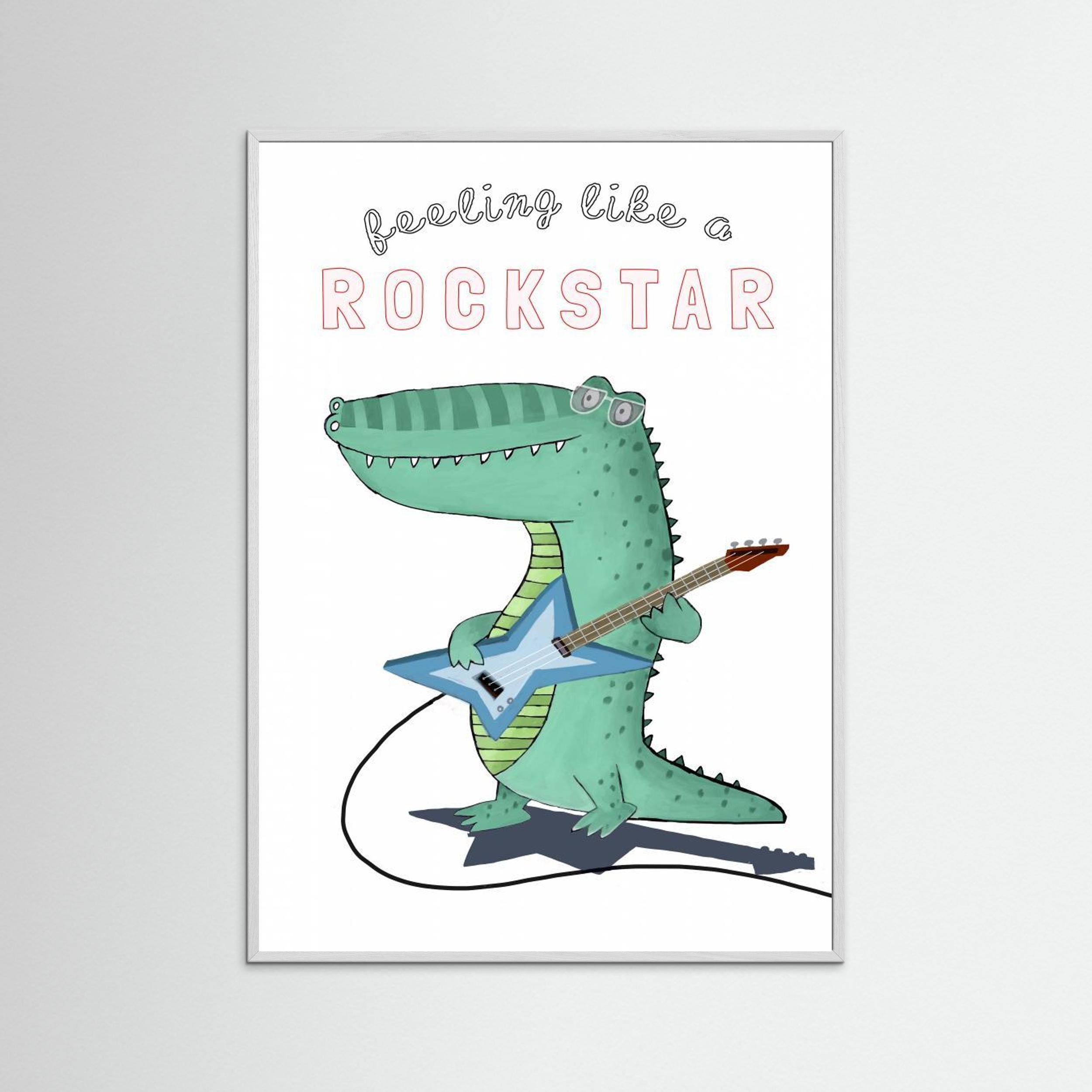 Feeling Like A Rockstar! Funny Crocodile Playing the Guitar by Carla Daly