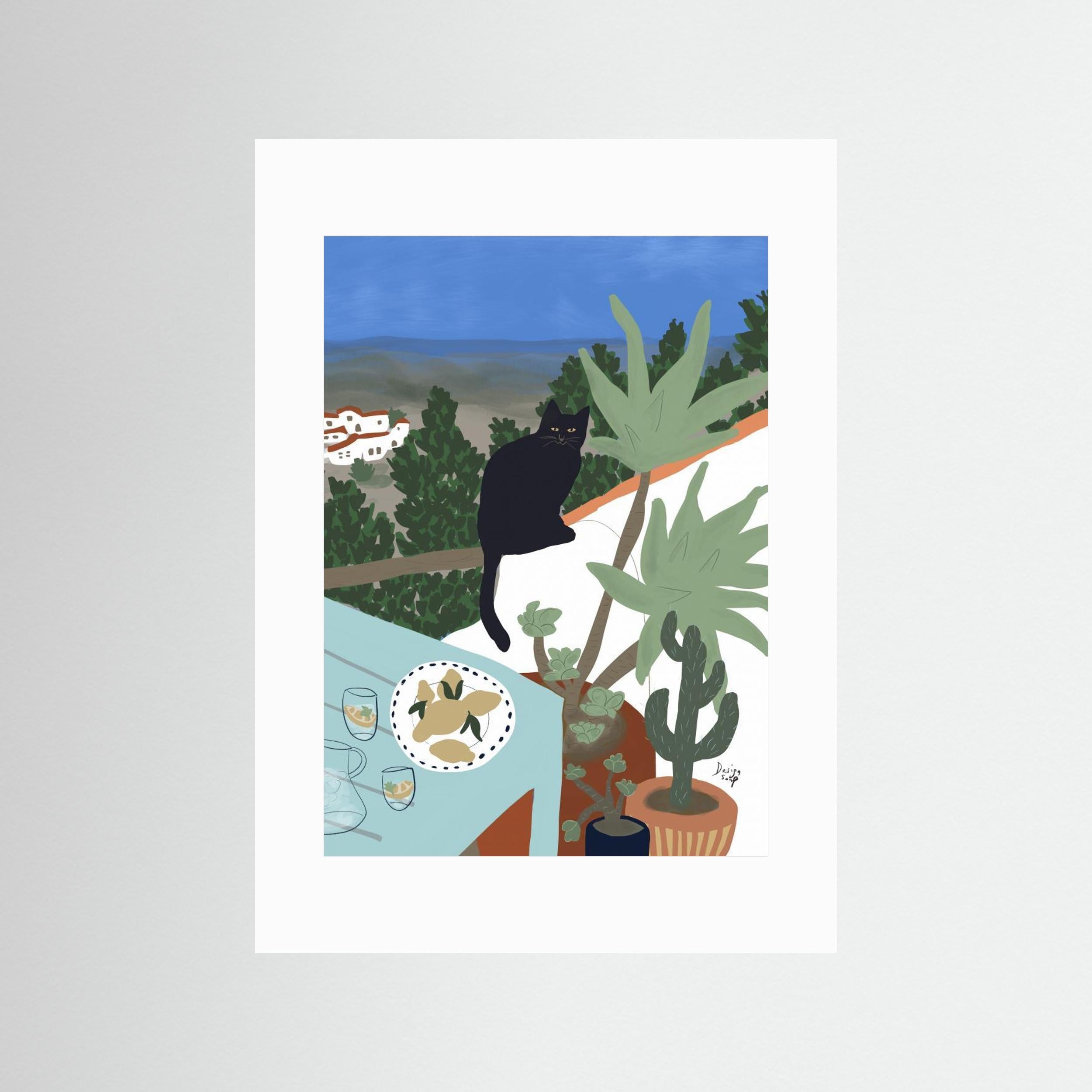 Black Cat on White House by Alix Campbell